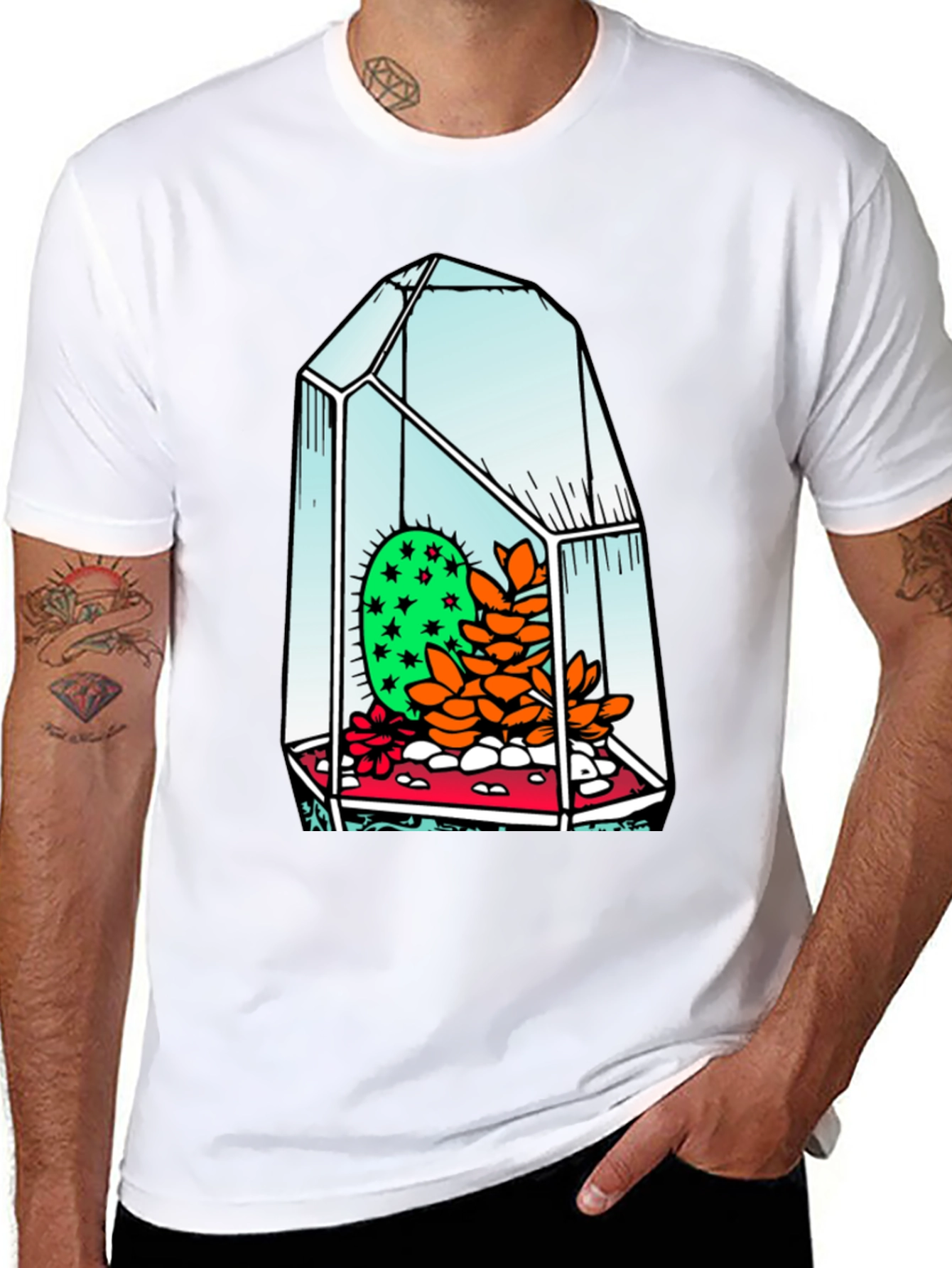 Cactus Terrarium Graphic Tee - Cool Black T-Shirt