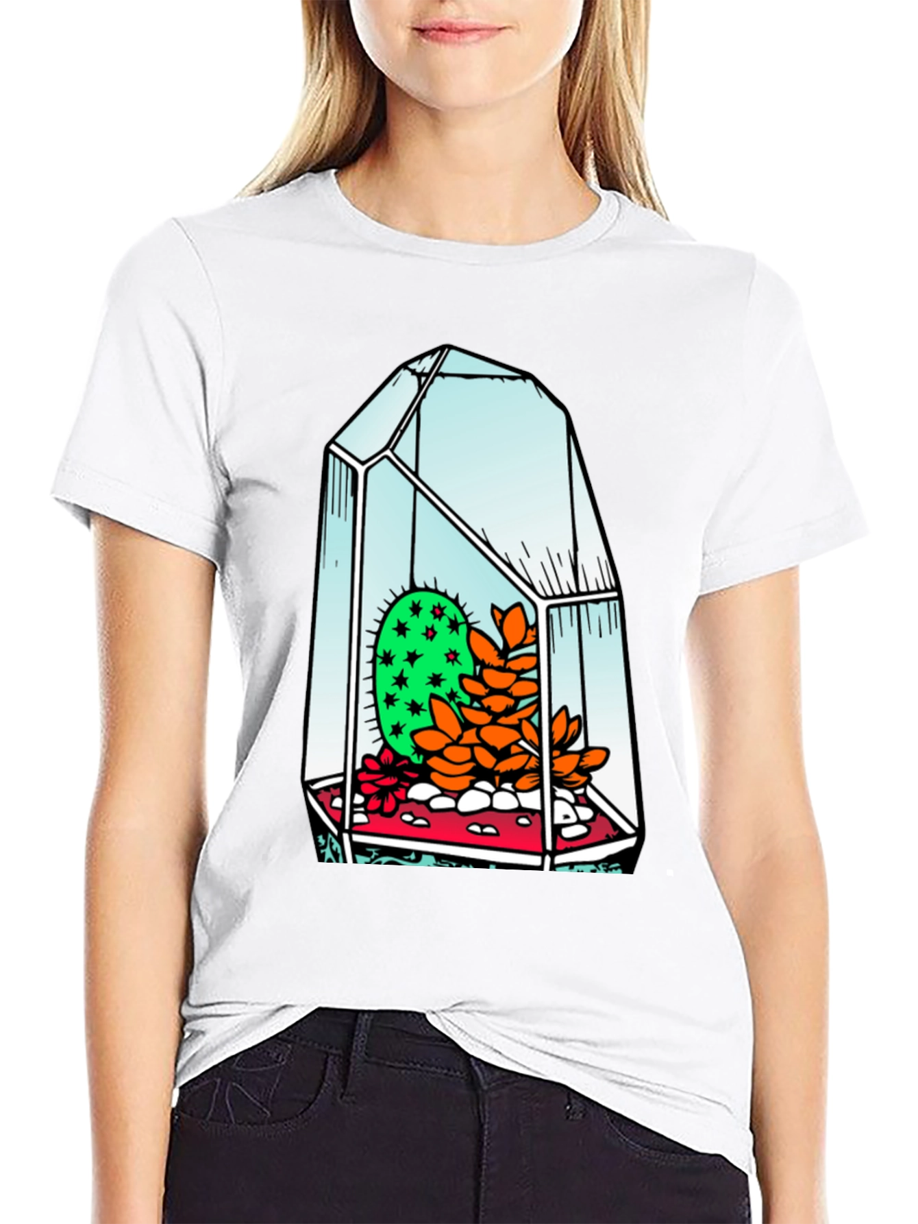 Cactus Terrarium Graphic Tee - Cool Black T-Shirt
