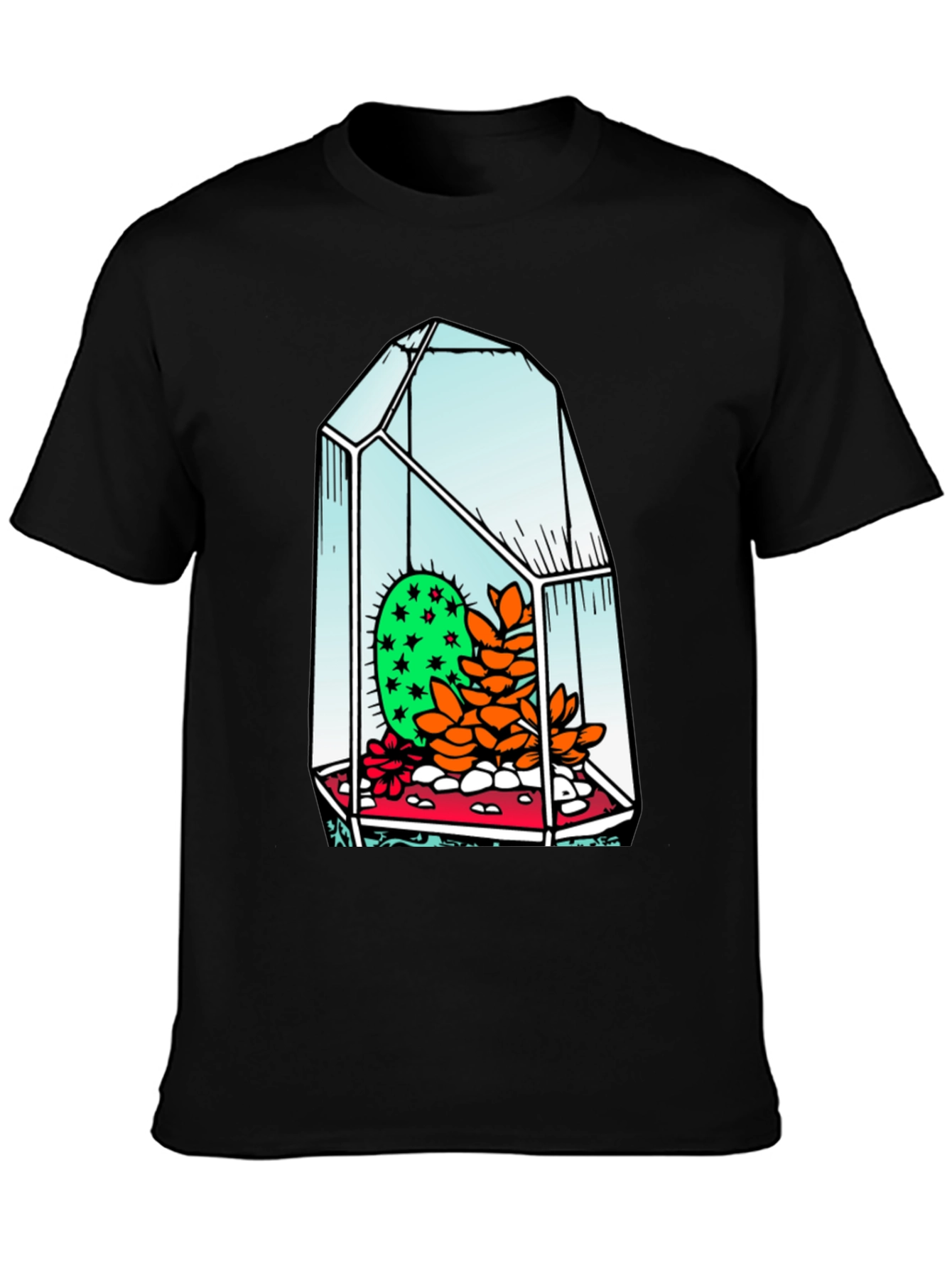 Cactus Terrarium Graphic Tee - Cool Black T-Shirt
