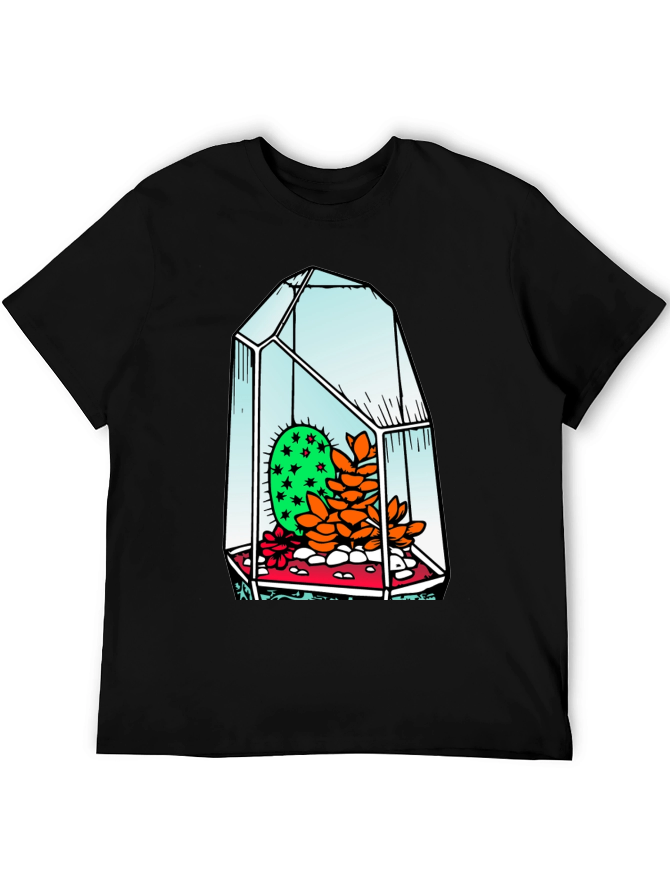Cactus Terrarium Graphic Tee - Cool Black T-Shirt