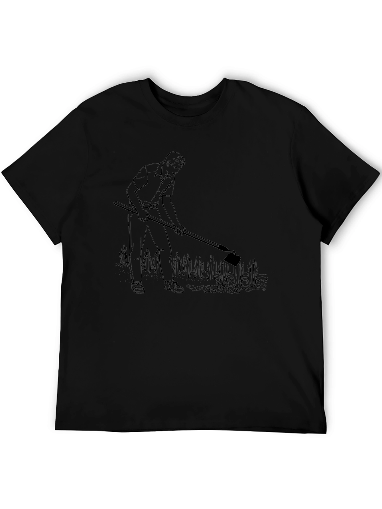 Man with Hoe Graphic Tee - Black Casual Shirt