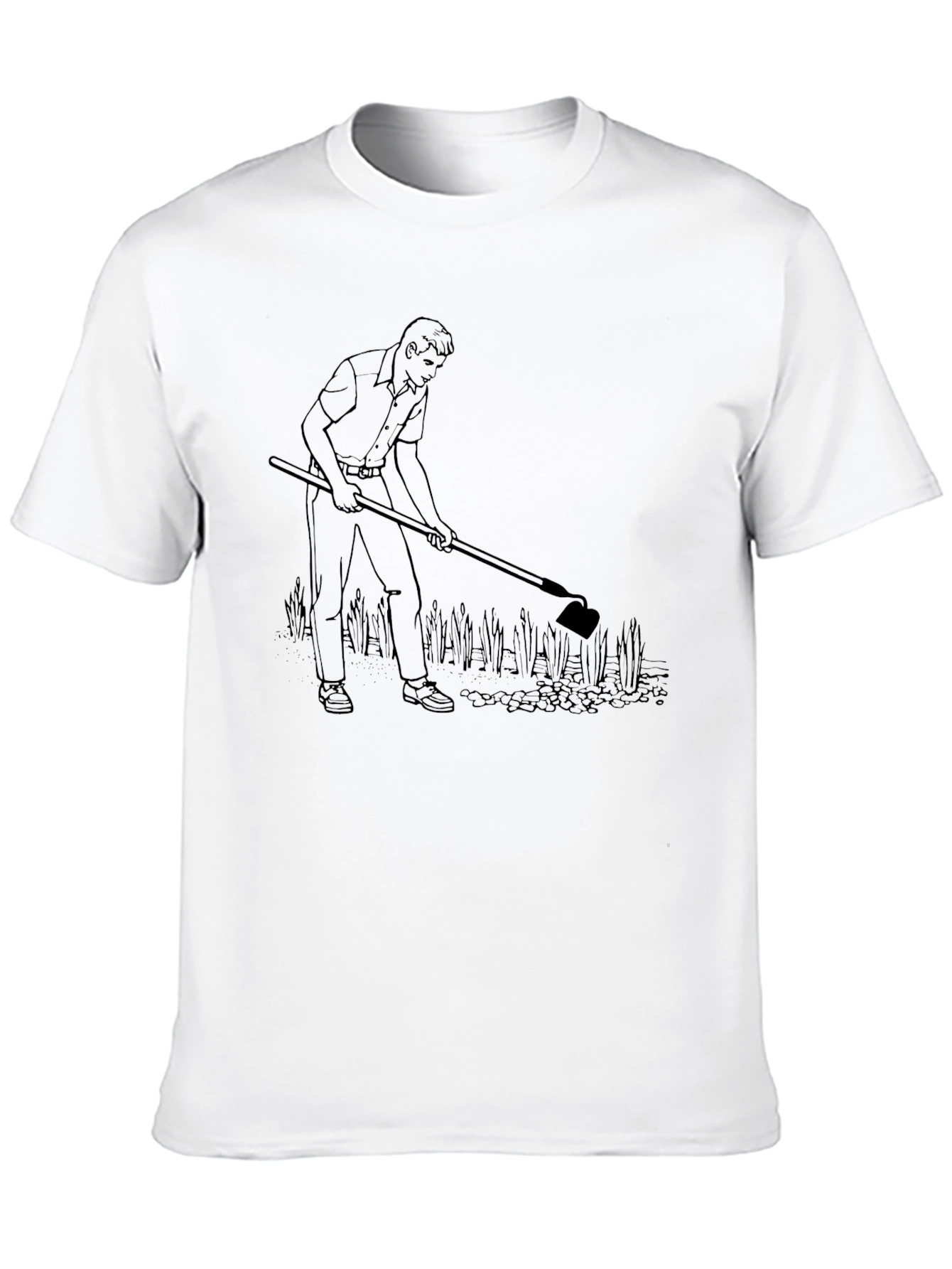 Man with Hoe Graphic Tee - Black Casual Shirt