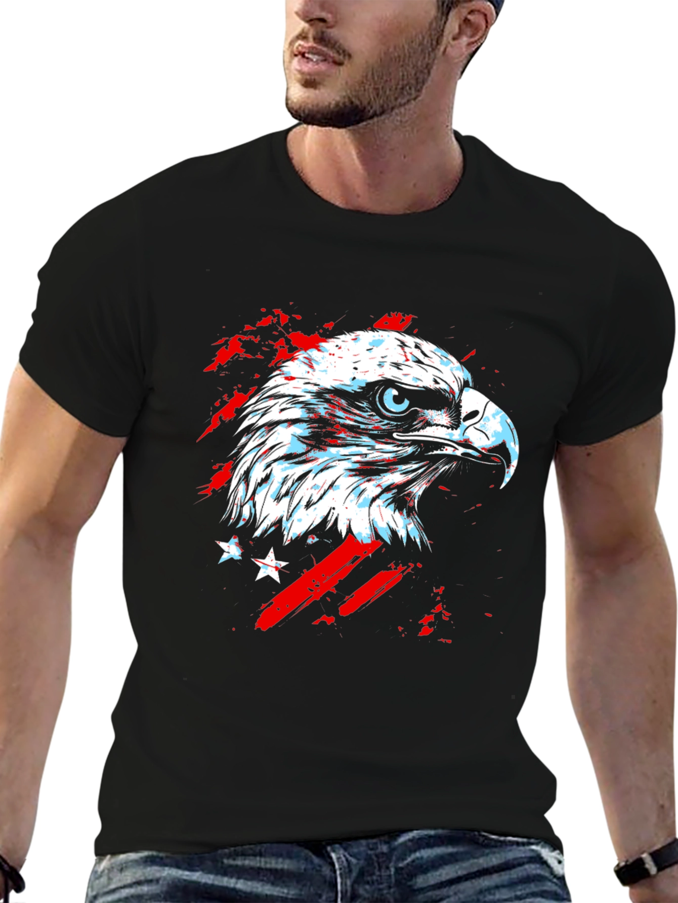 American Eagle Graphic Print Black T-Shirt