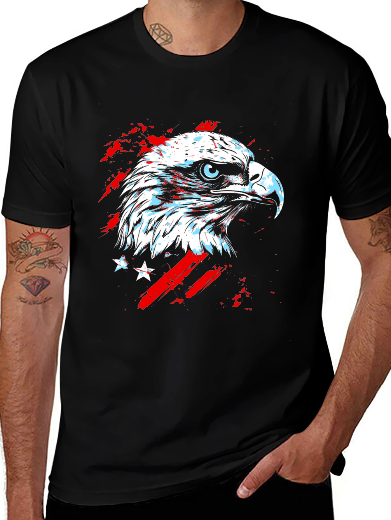 American Eagle Graphic Print Black T-Shirt