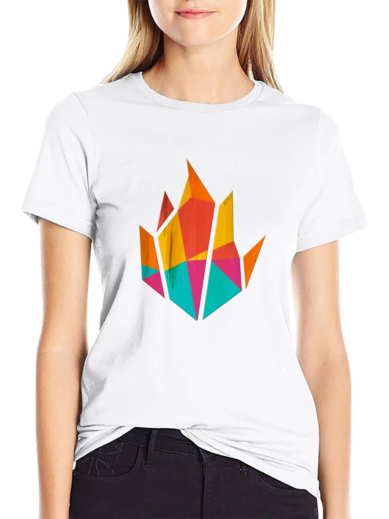 Geometric Flame Graphic T-Shirt - Modern Art Tee