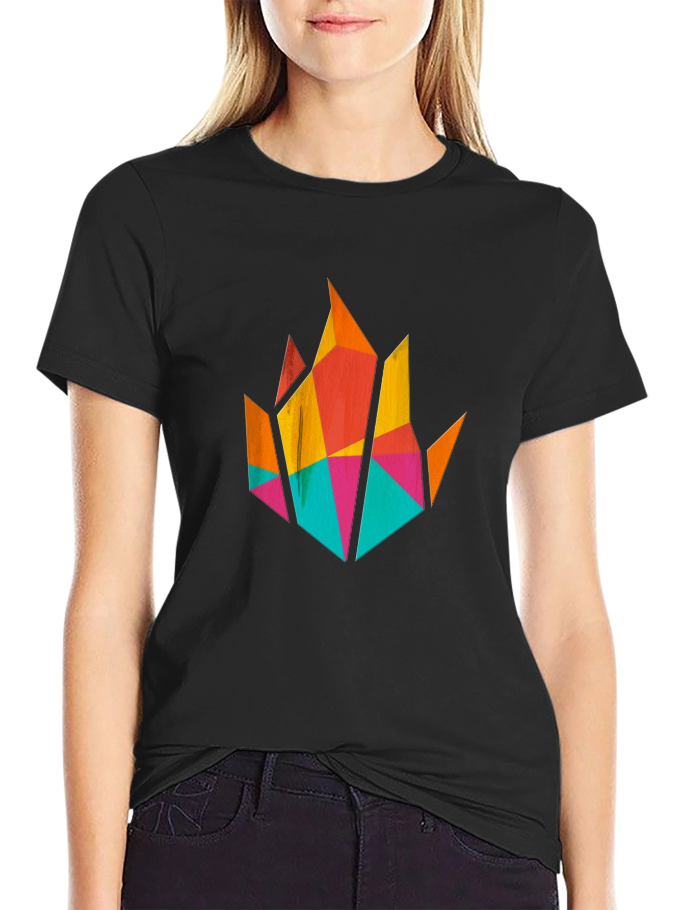 Geometric Flame Graphic T-Shirt - Modern Art Tee
