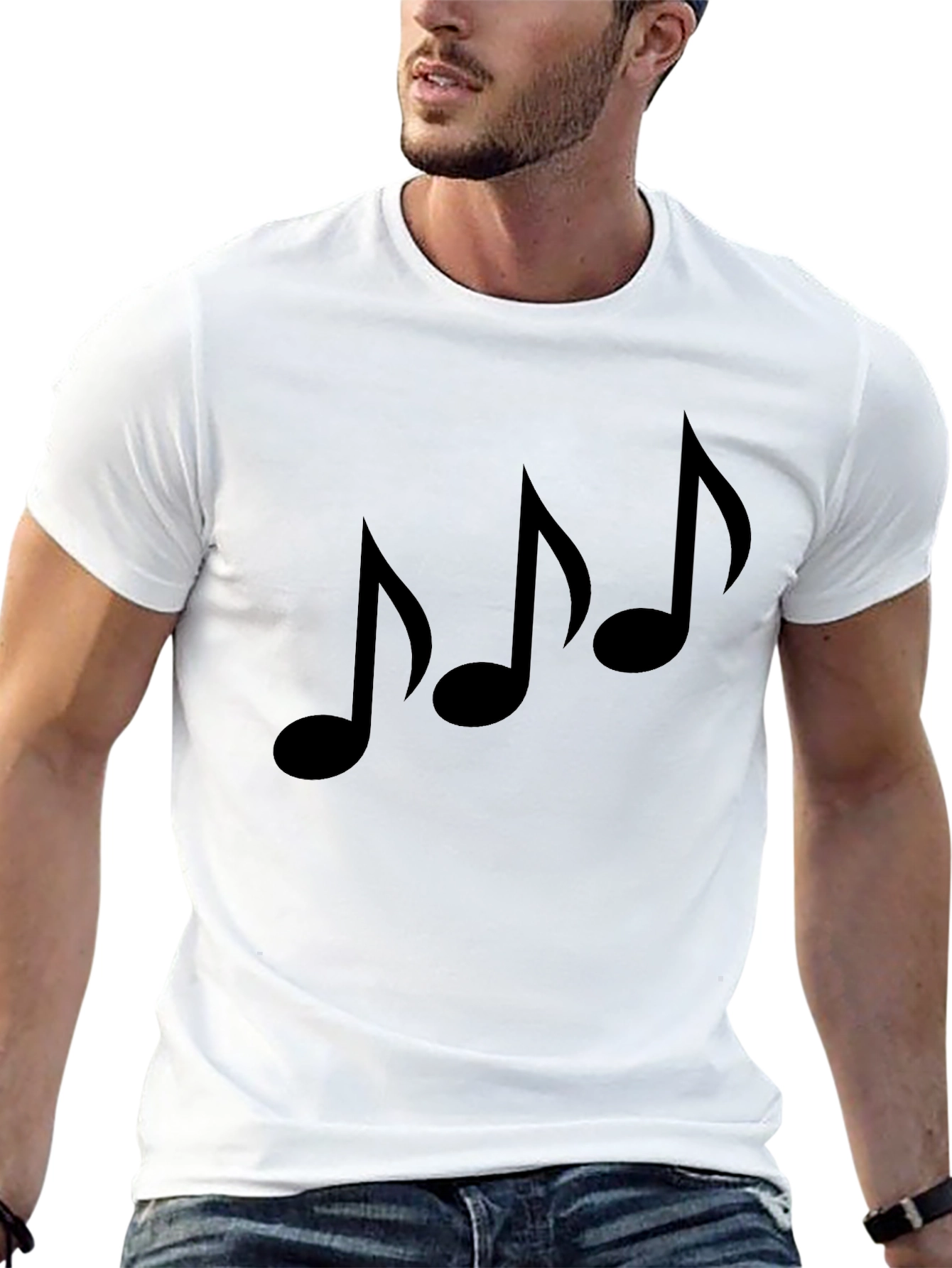 Musical Note Graphic Black T-Shirt