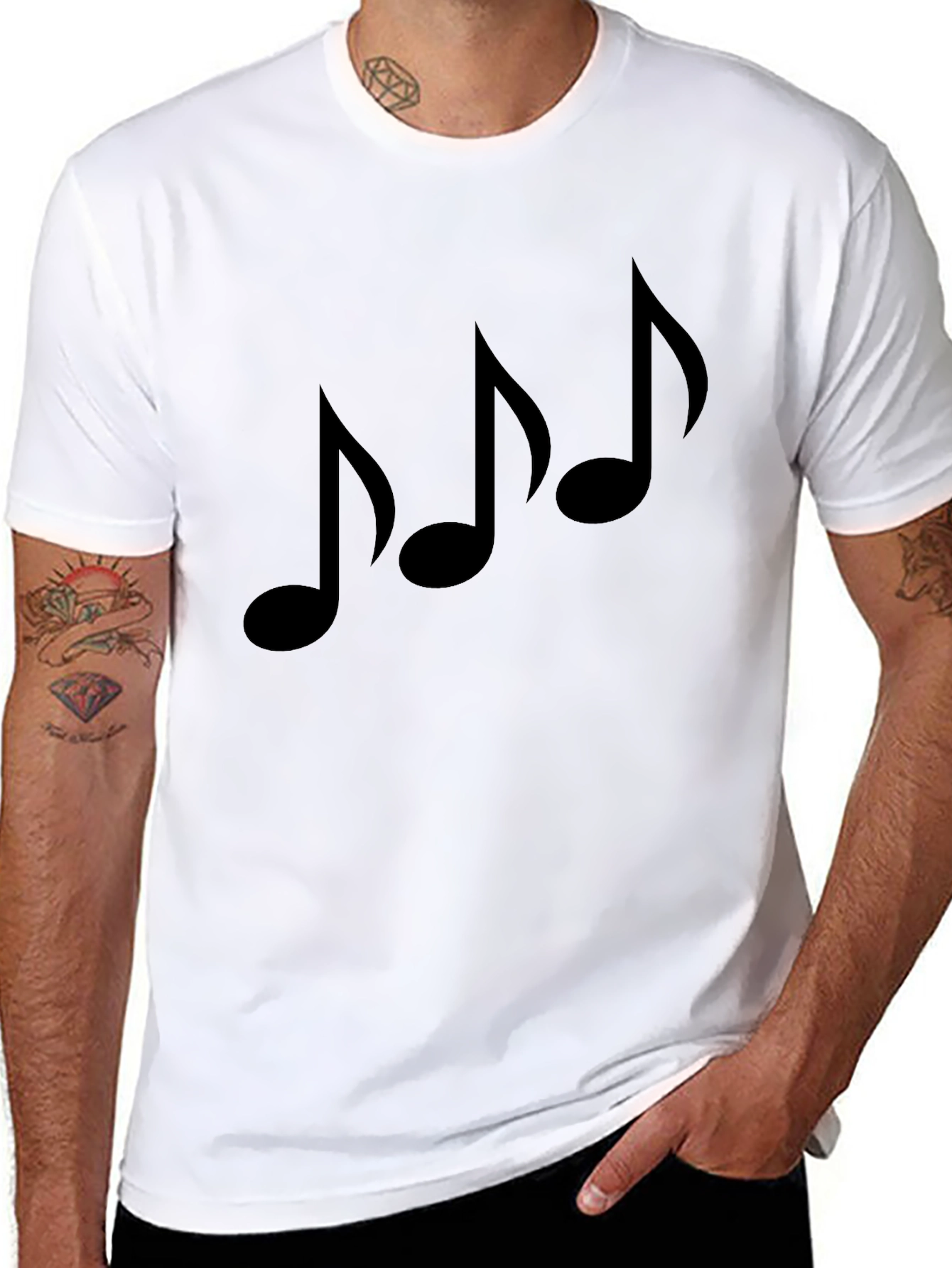 Musical Note Graphic Black T-Shirt