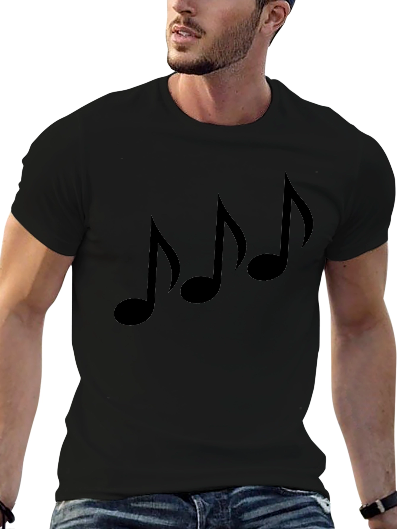 Musical Note Graphic Black T-Shirt