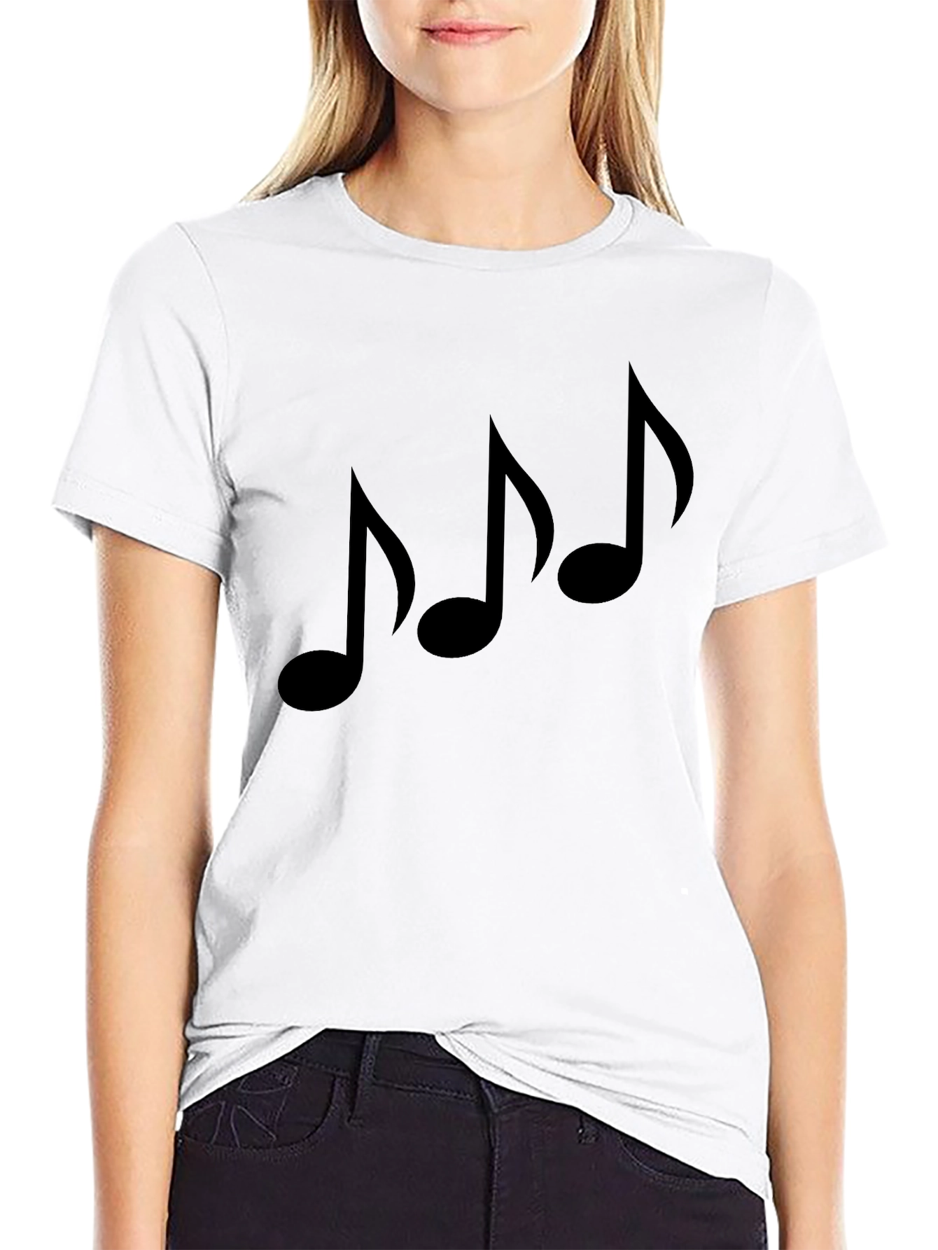 Musical Note Graphic Black T-Shirt