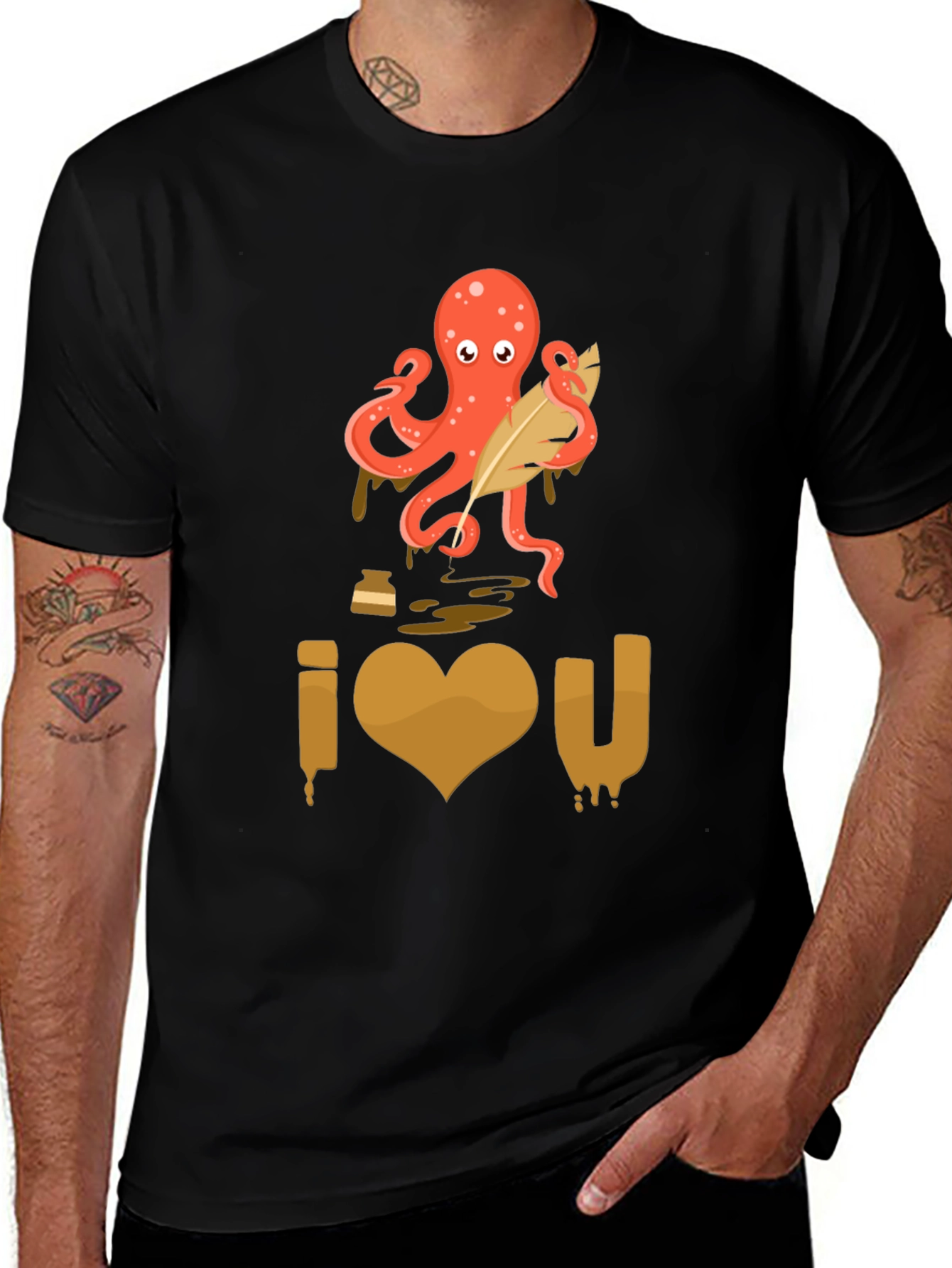 I Heart U Octopus Writer Graphic Tee