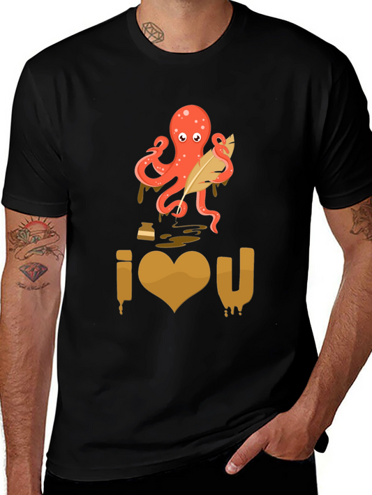 I Heart U Octopus Writer Graphic Tee