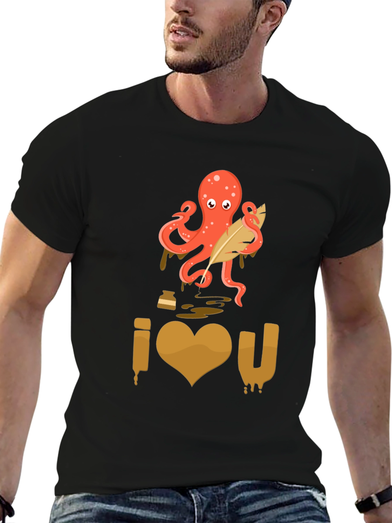I Heart U Octopus Writer Graphic Tee