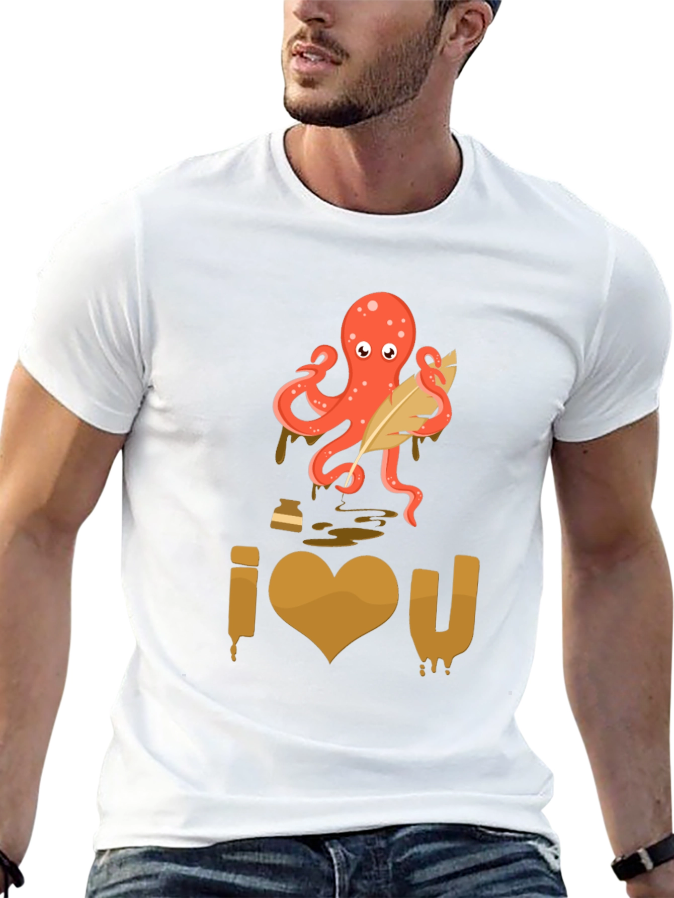 I Heart U Octopus Writer Graphic Tee