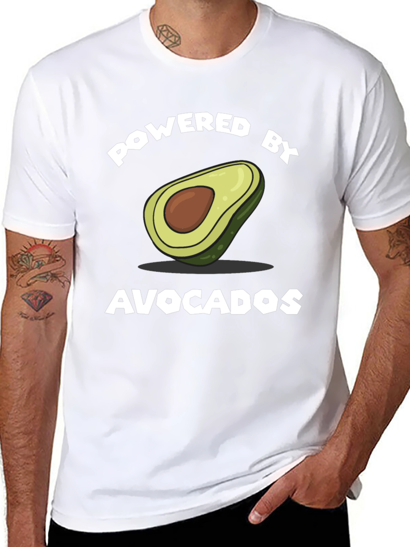 Powered by Avocados T-Shirt - Funny Graphic Tee