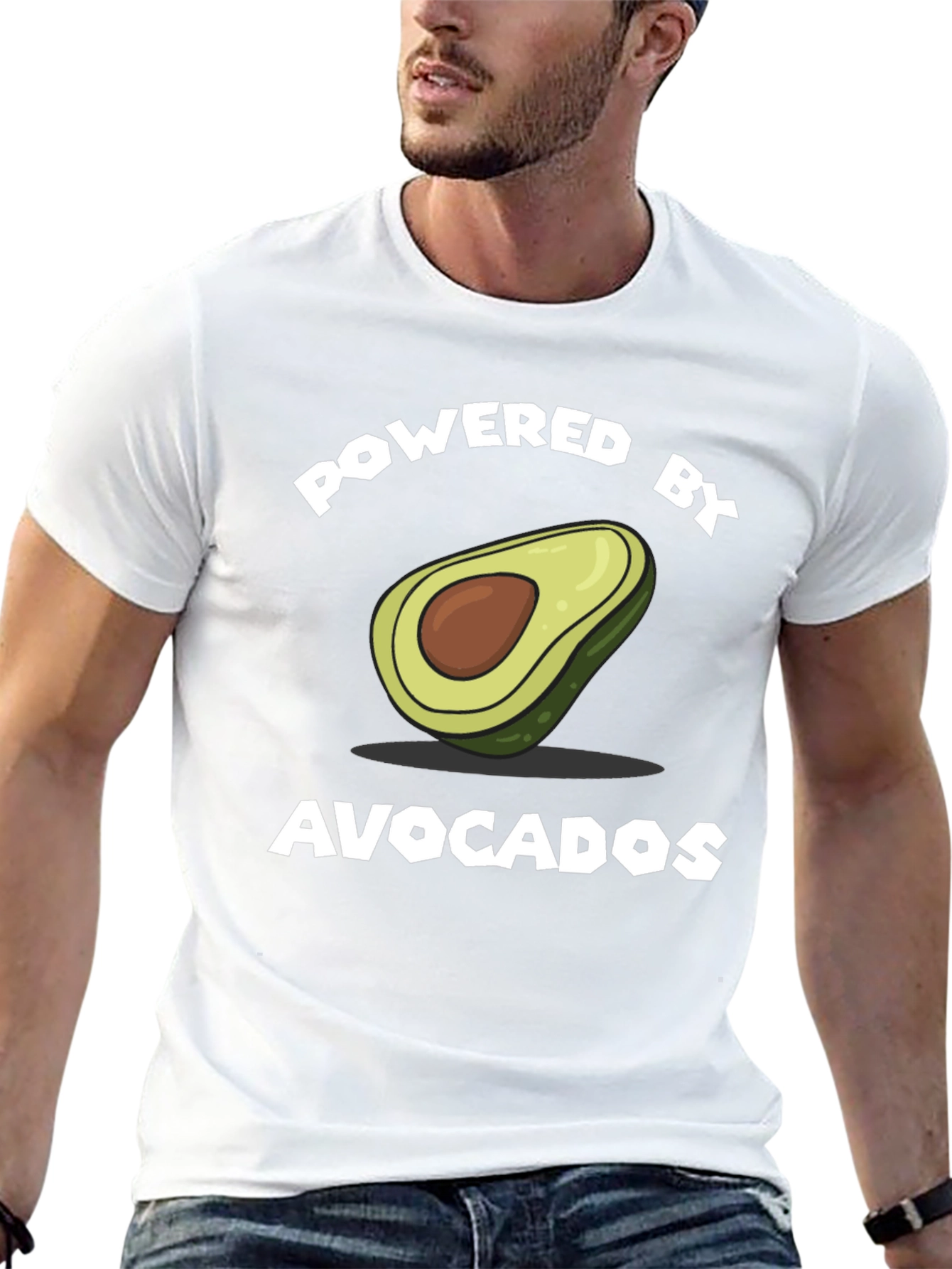 Powered by Avocados T-Shirt - Funny Graphic Tee