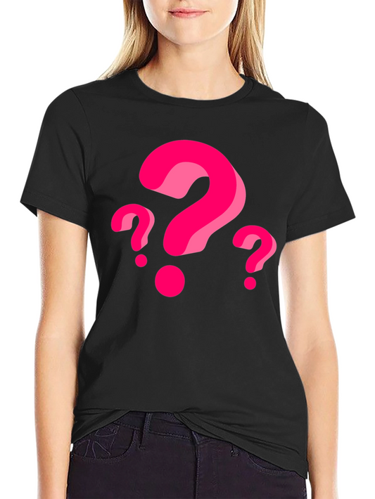 Mens Black T-Shirt with Pink Question Marks