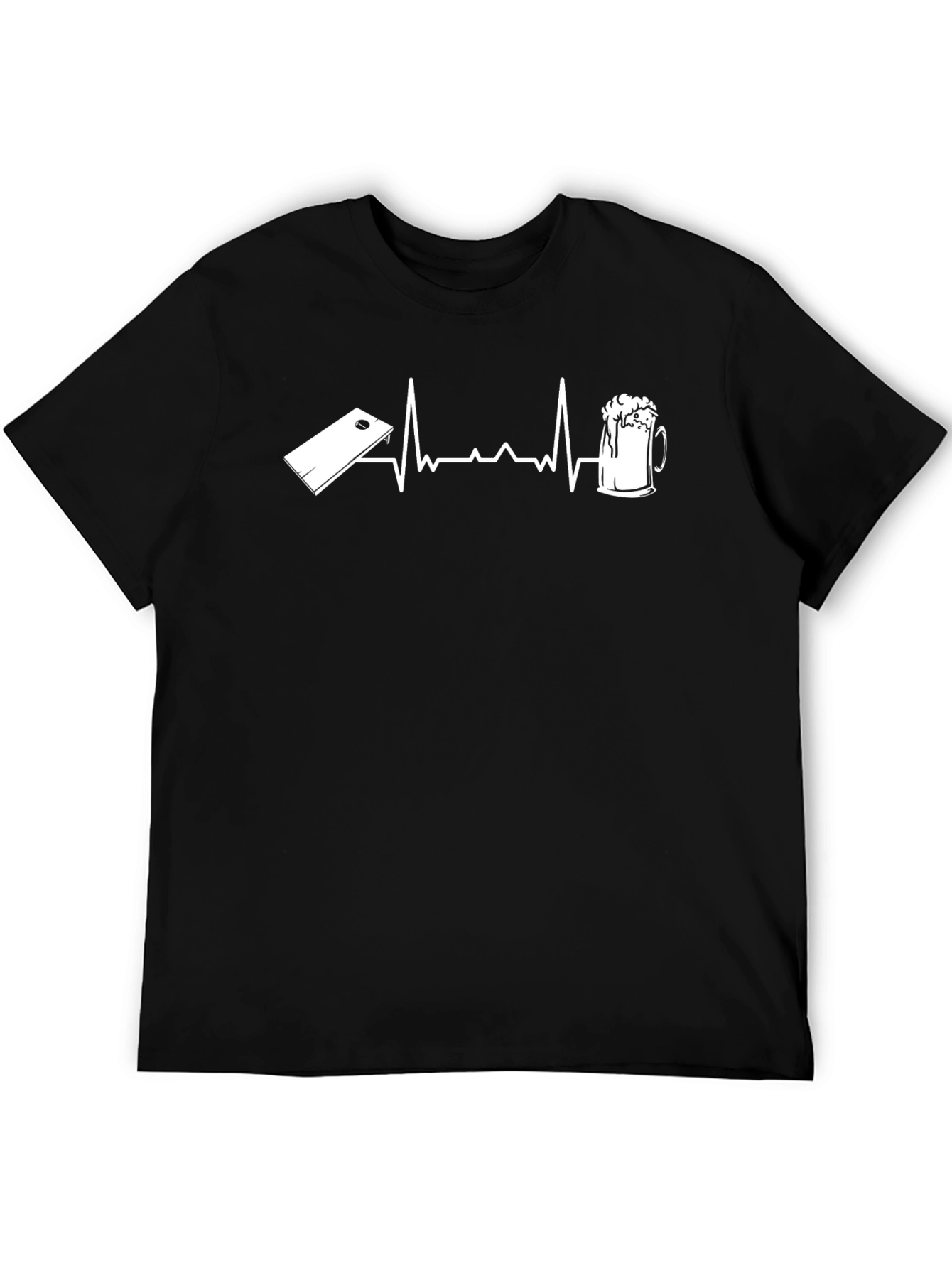Cornhole & Beer Heartbeat Graphic T-Shirt