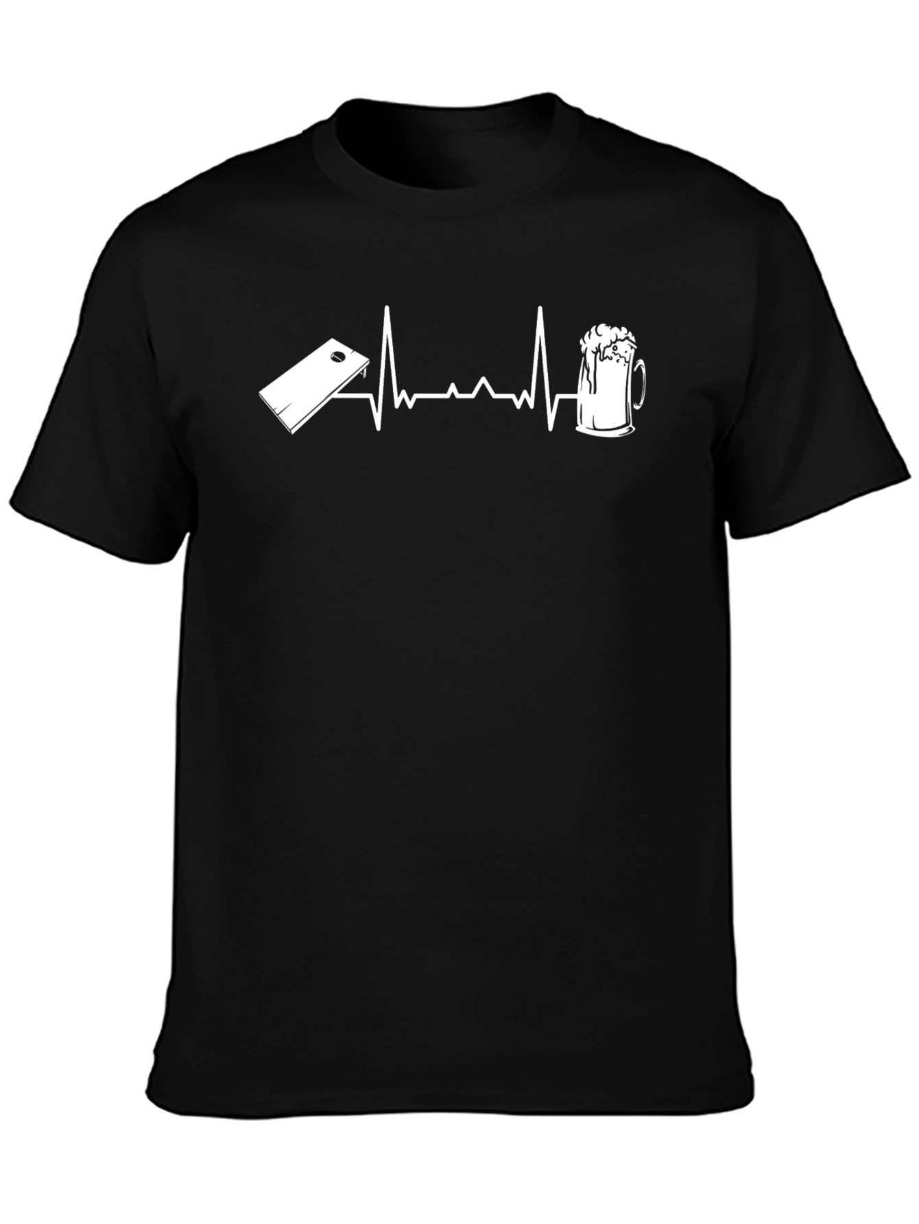 Cornhole & Beer Heartbeat Graphic T-Shirt