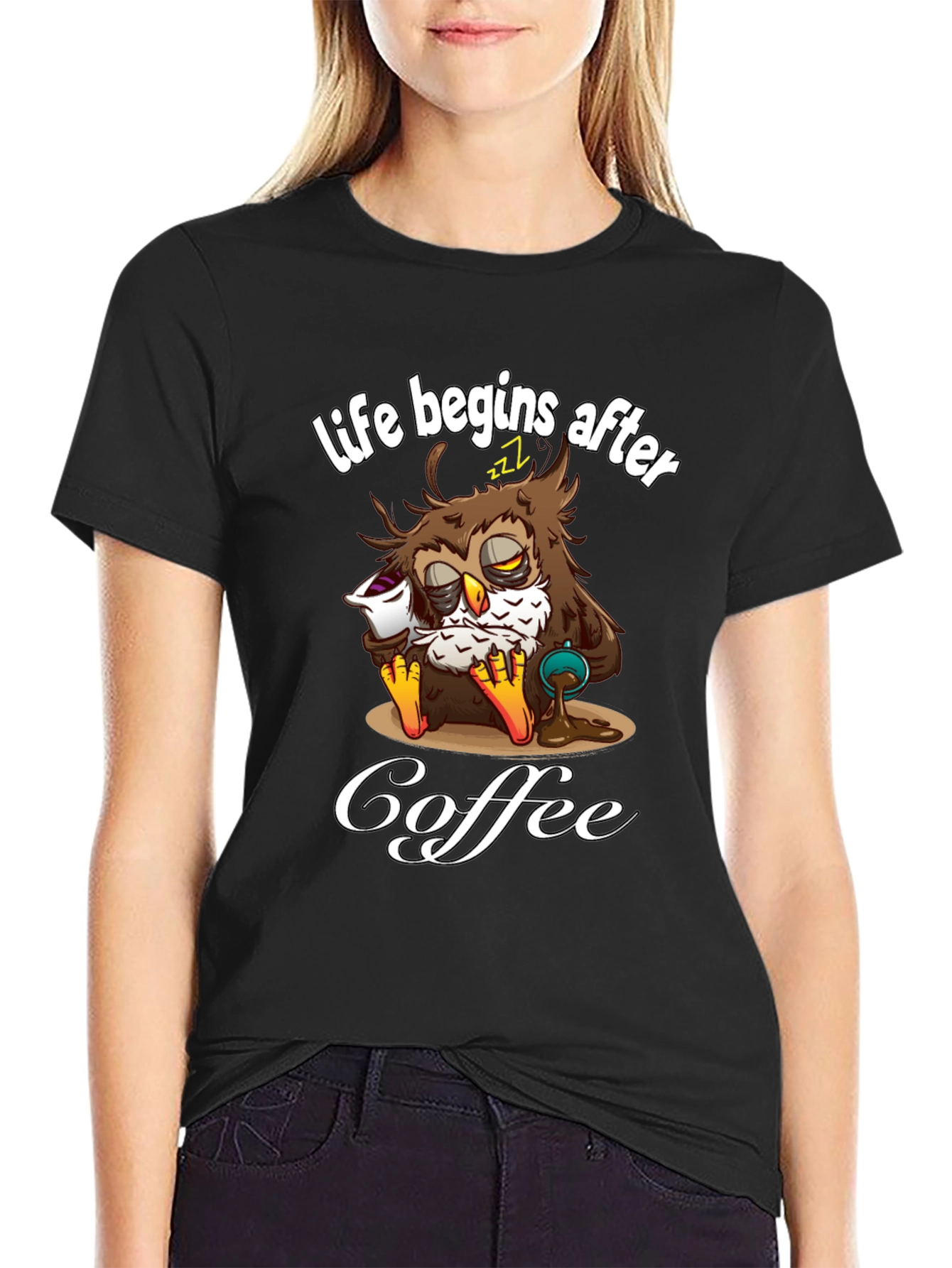 Life Begins After Coffee Owl T-Shirt