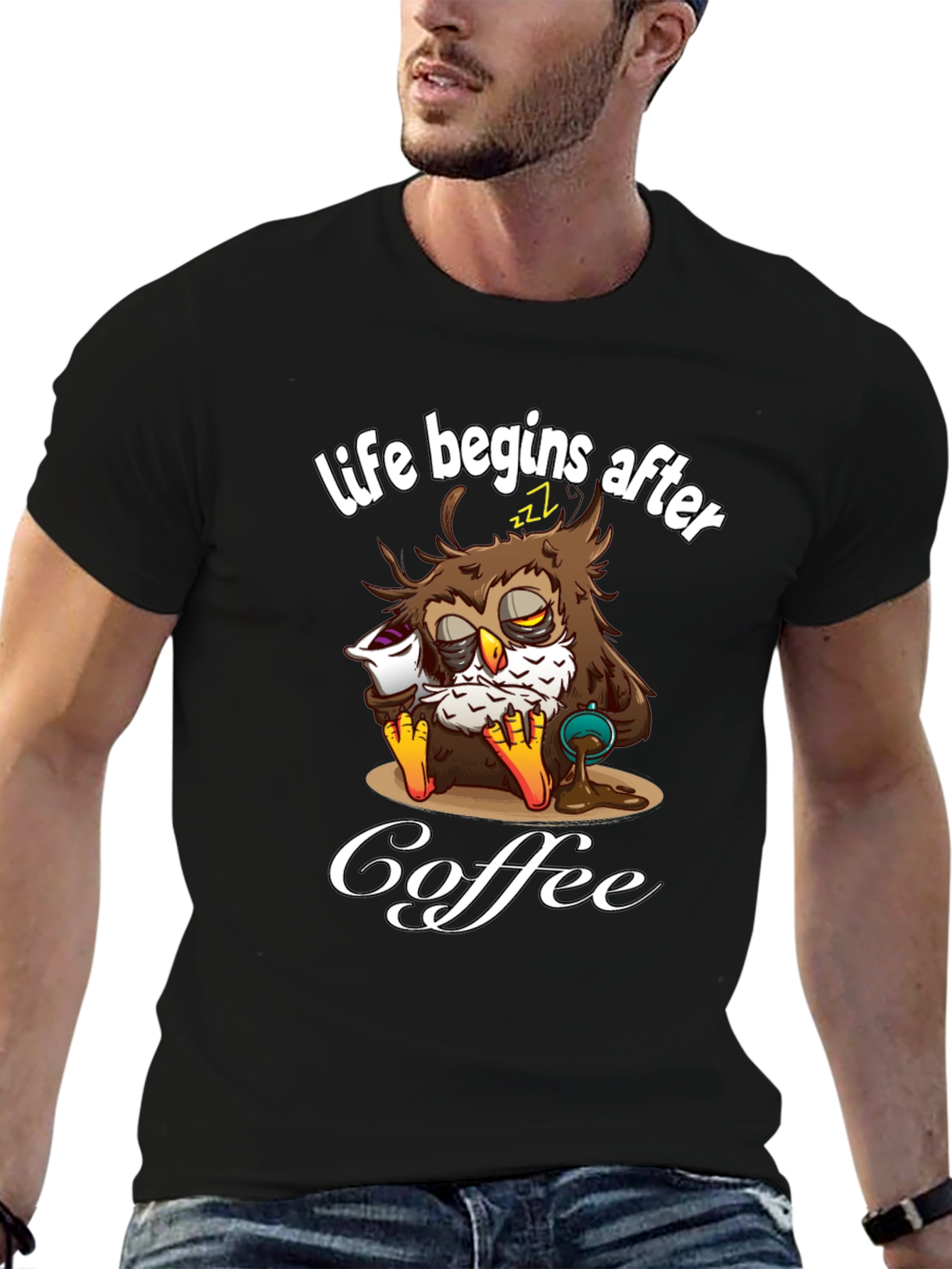 Life Begins After Coffee Owl T-Shirt