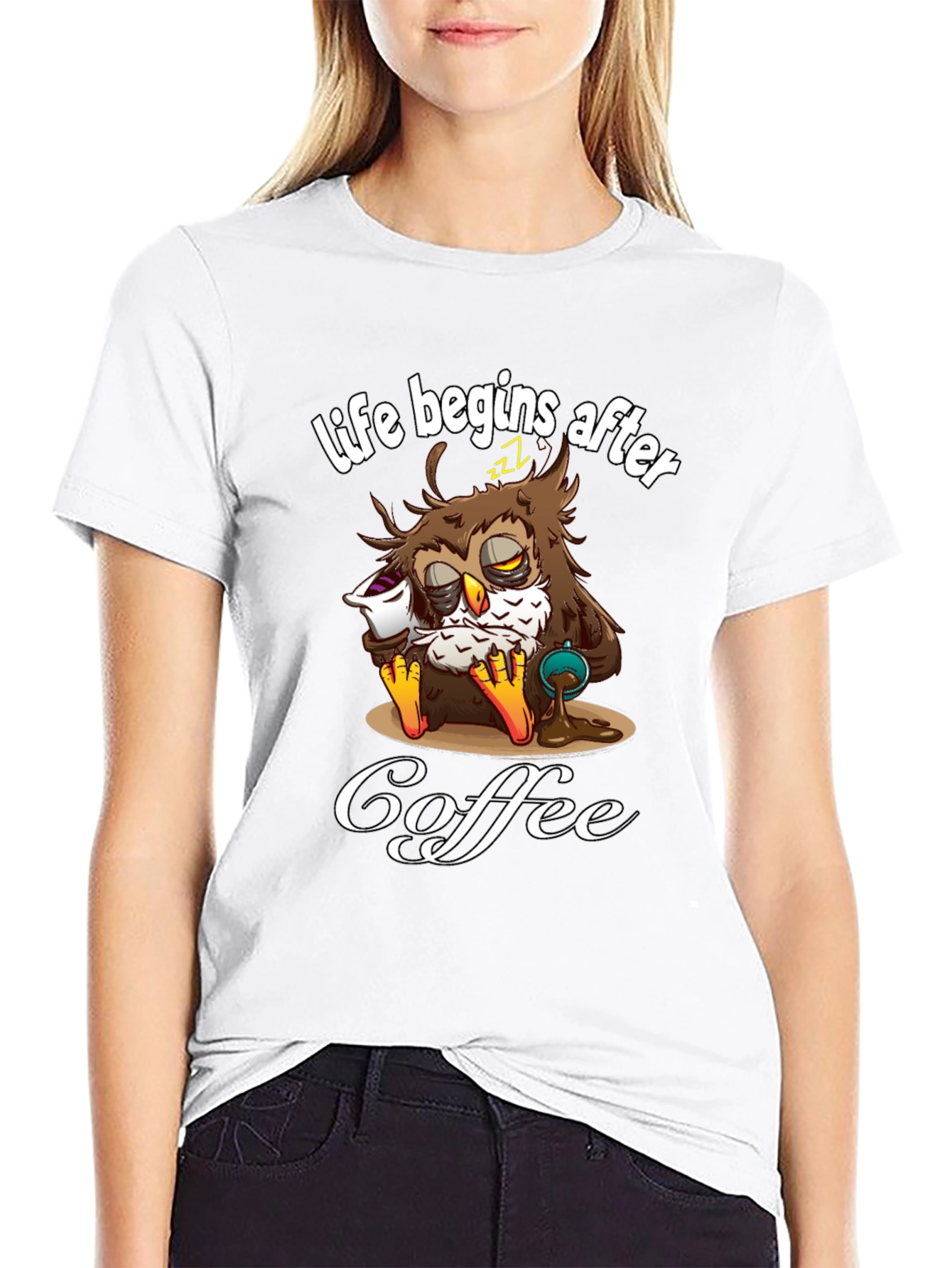 Life Begins After Coffee Owl T-Shirt