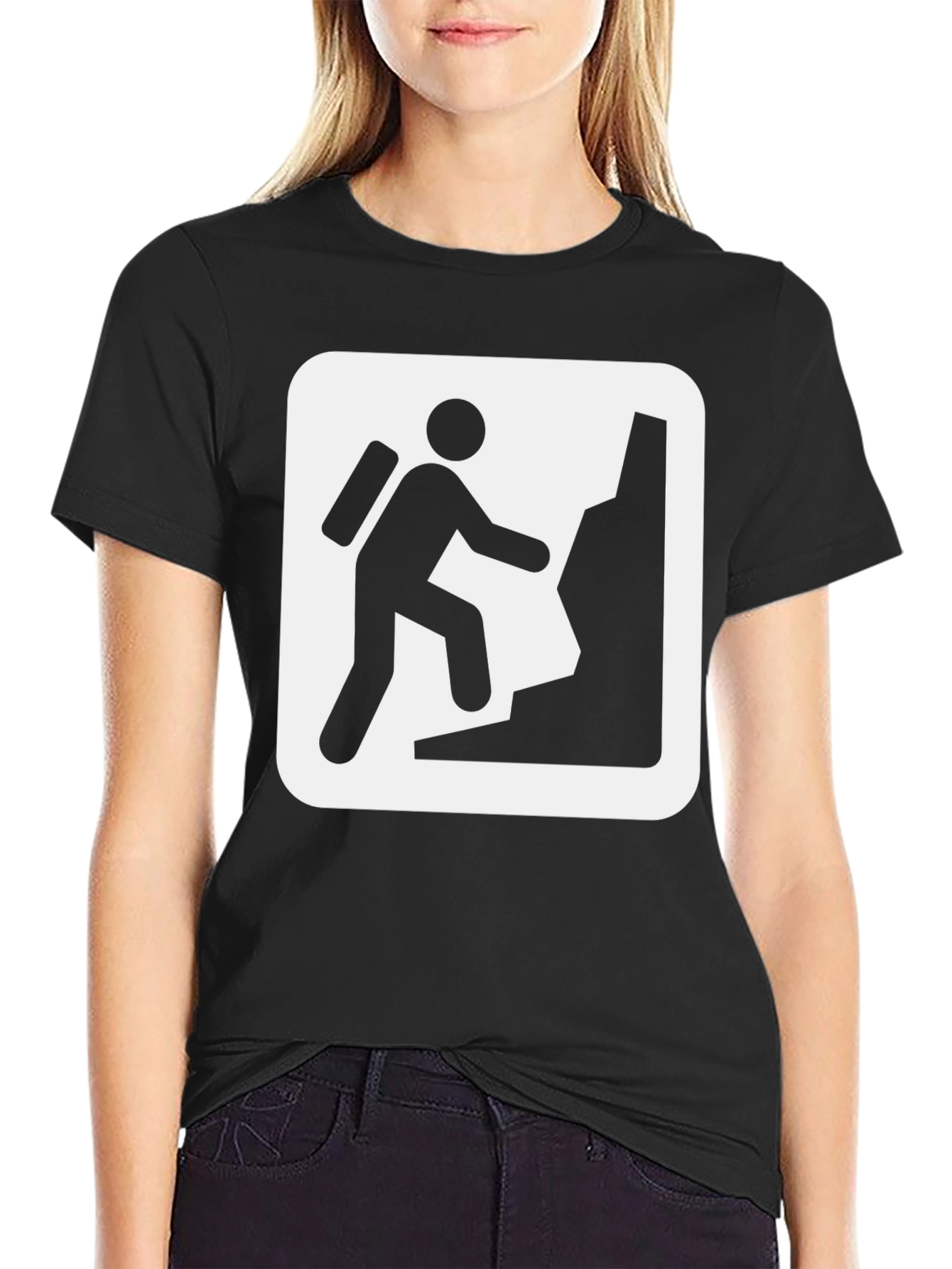 Climbing T-Shirt Hiker Shirt Black Cotton Tee