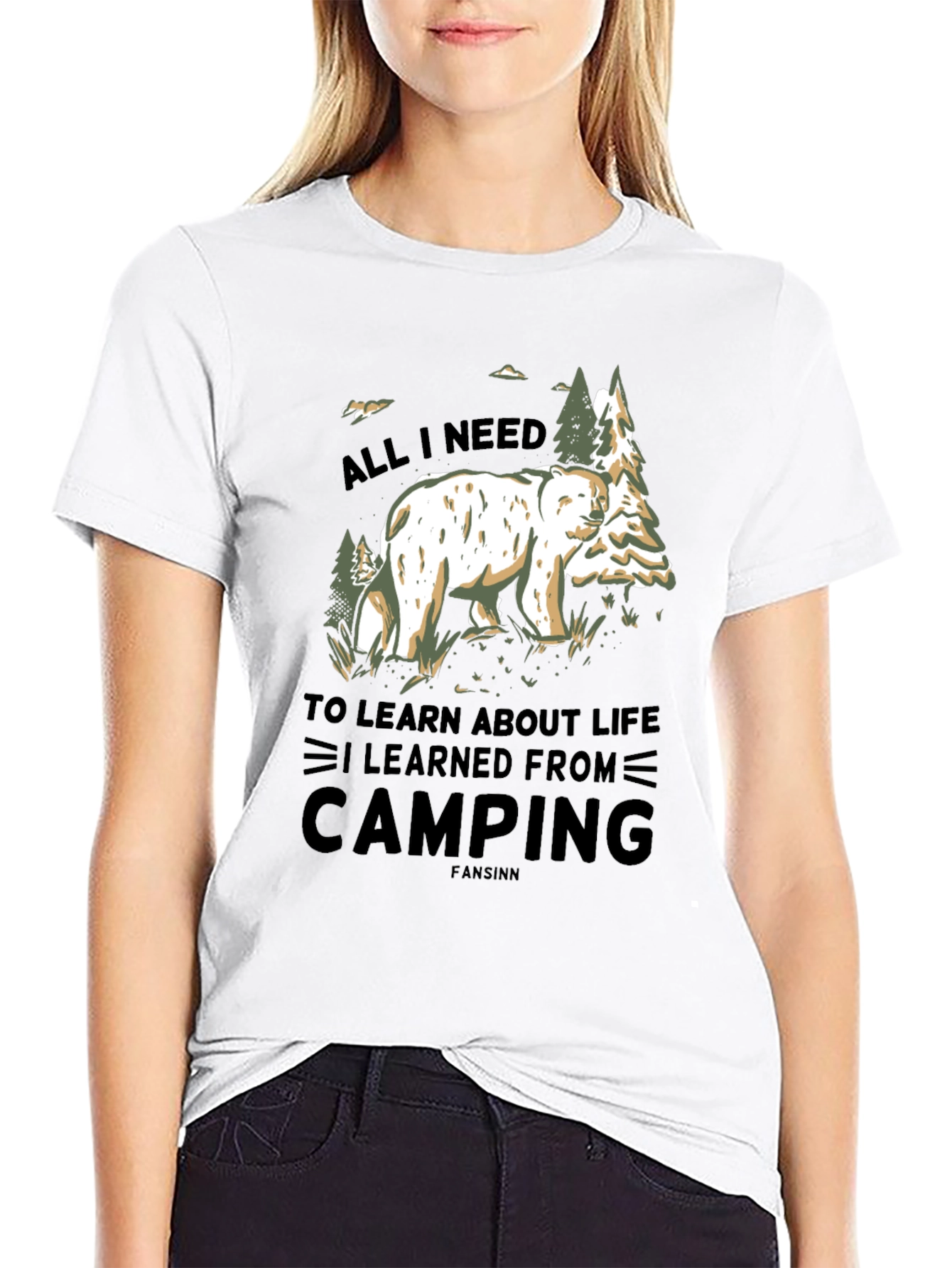Camping Bear Graphic T-Shirt