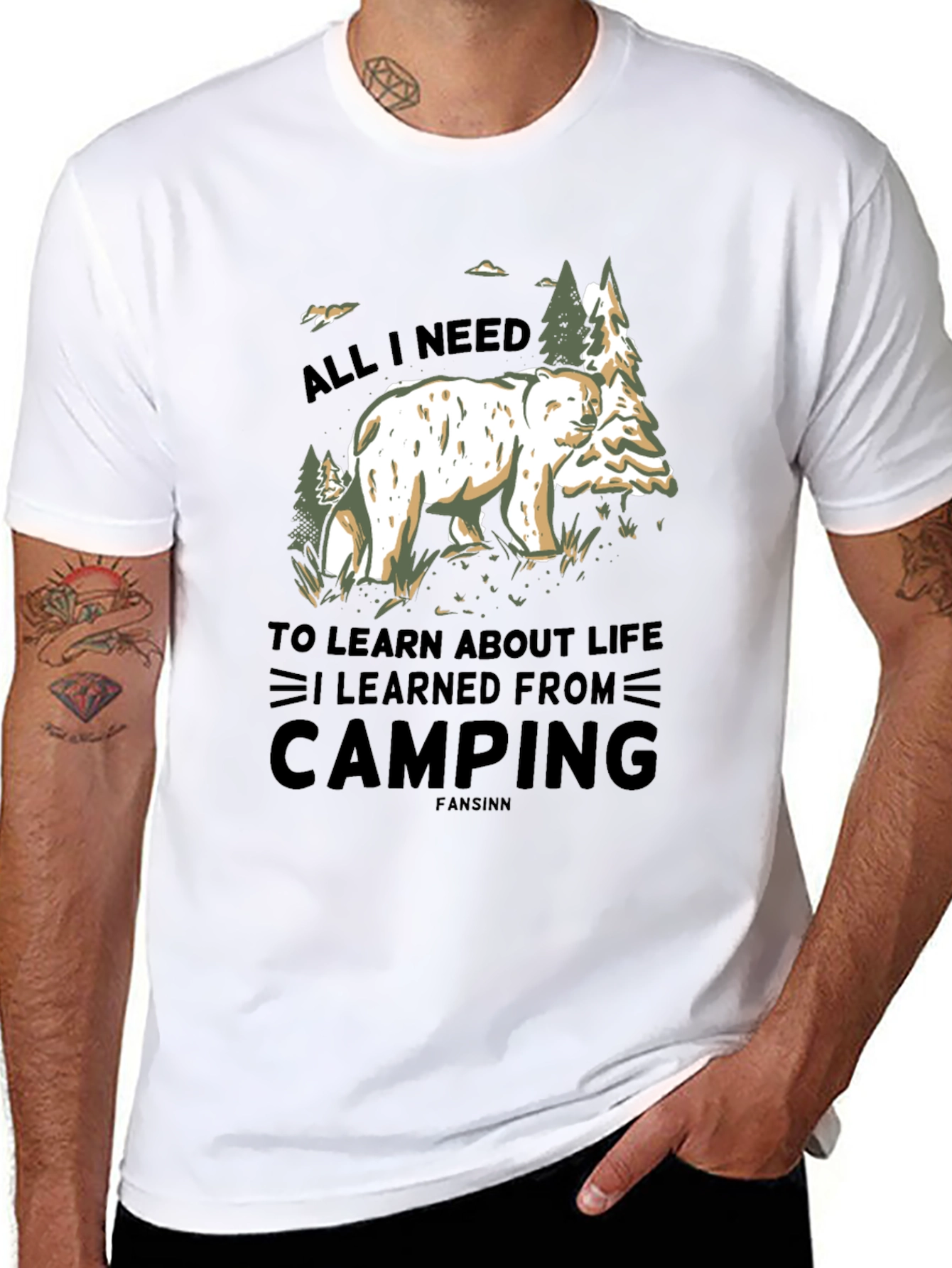 Camping Bear Graphic T-Shirt