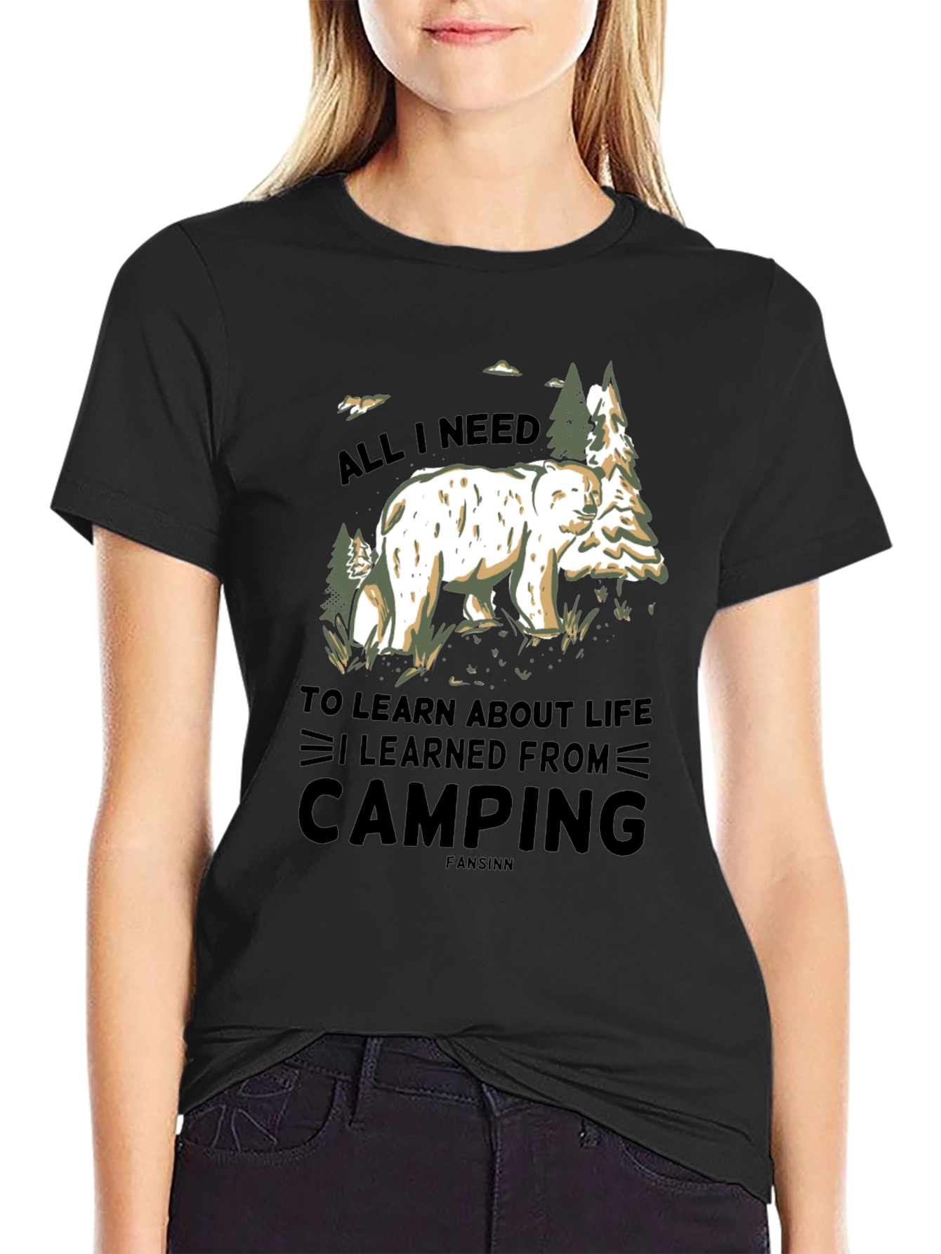 Camping Bear Graphic T-Shirt