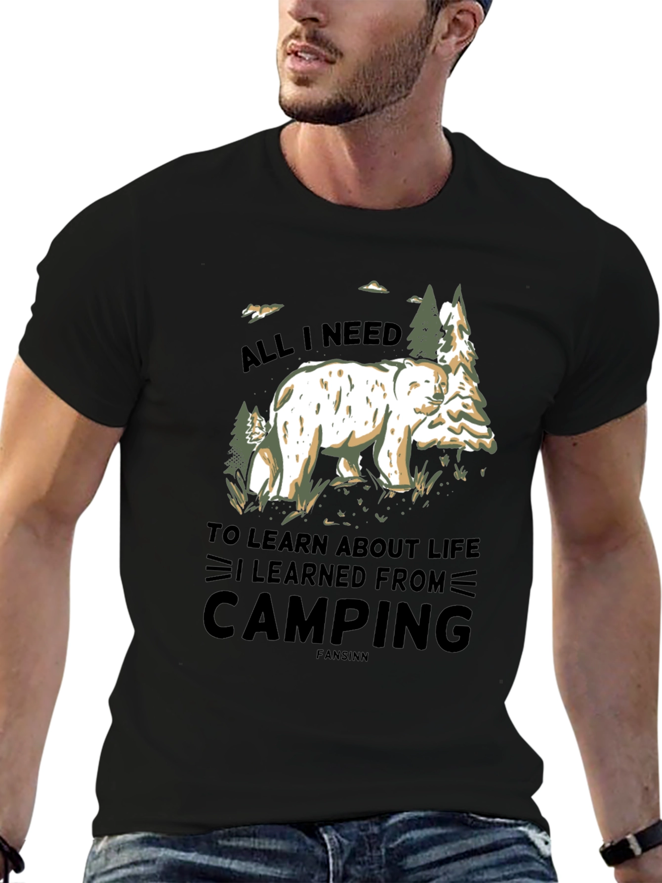 Camping Bear Graphic T-Shirt