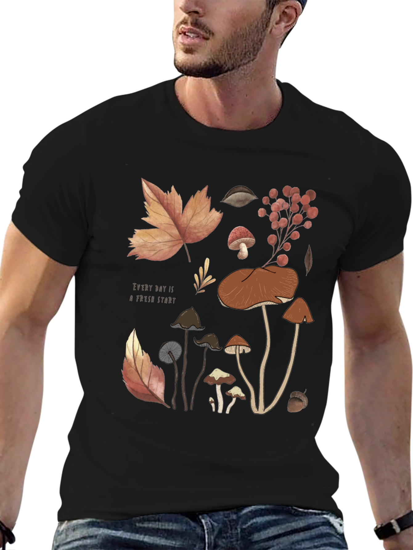Autumnal Mushroom Graphic T-Shirt - Fresh Start Design