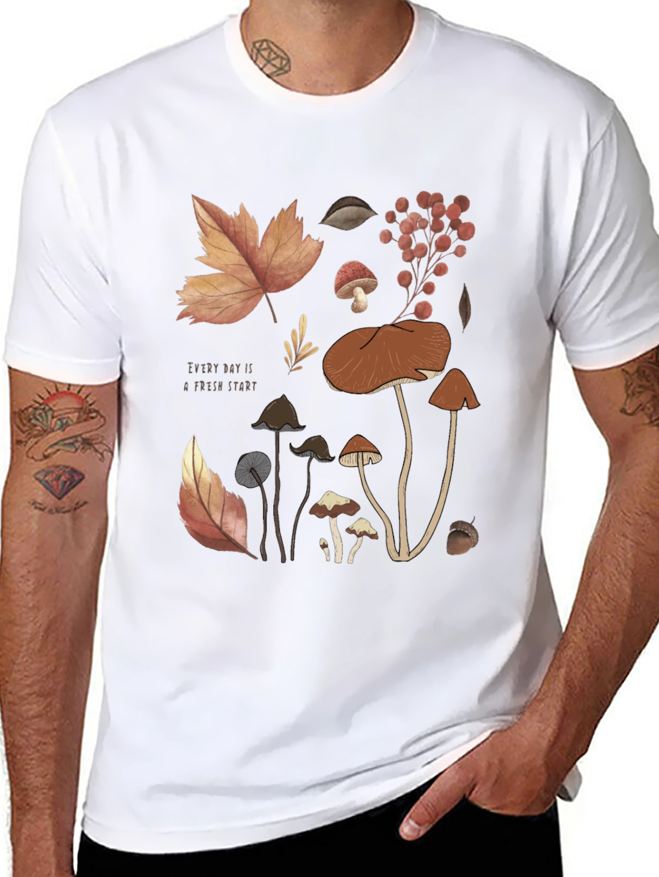Autumnal Mushroom Graphic T-Shirt - Fresh Start Design