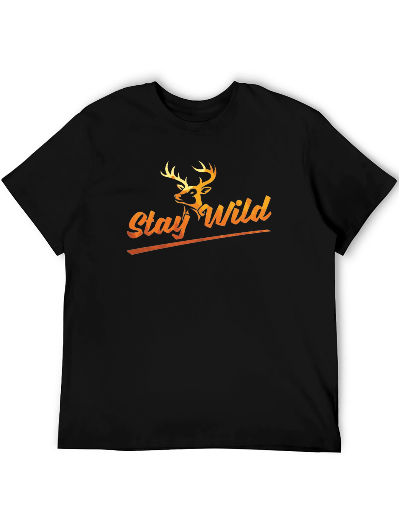 Stay Wild Deer Graphic Tee - Black T-Shirt