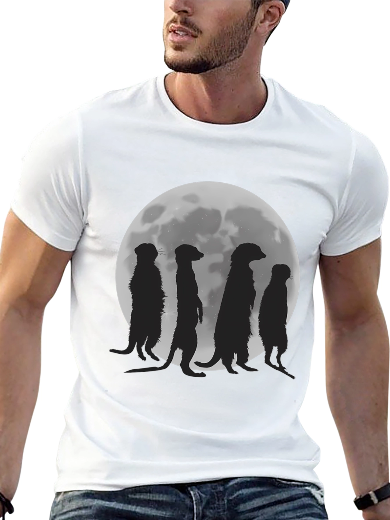 Meerkat Silhouette Moon Graphic Tee - Unisex