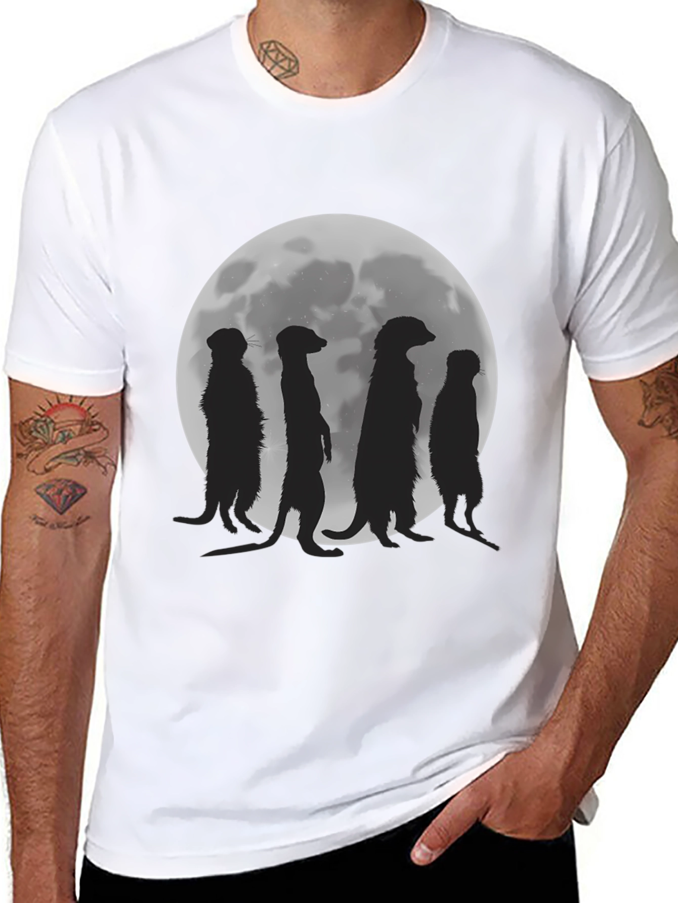 Meerkat Silhouette Moon Graphic Tee - Unisex