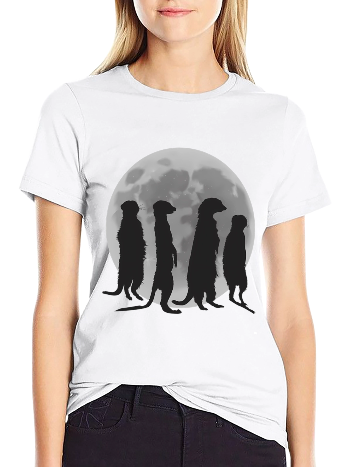 Meerkat Silhouette Moon Graphic Tee - Unisex