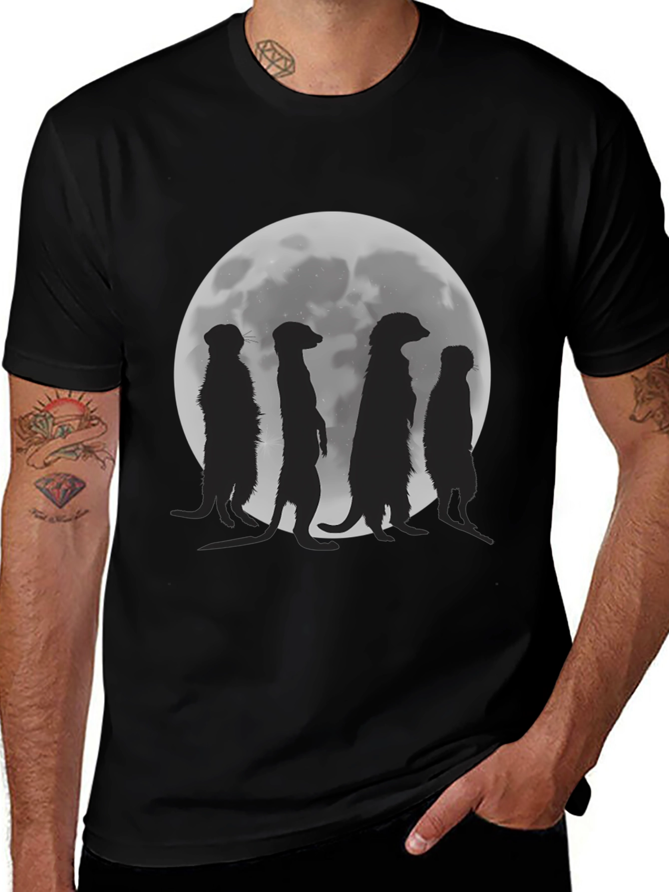Meerkat Silhouette Moon Graphic Tee - Unisex