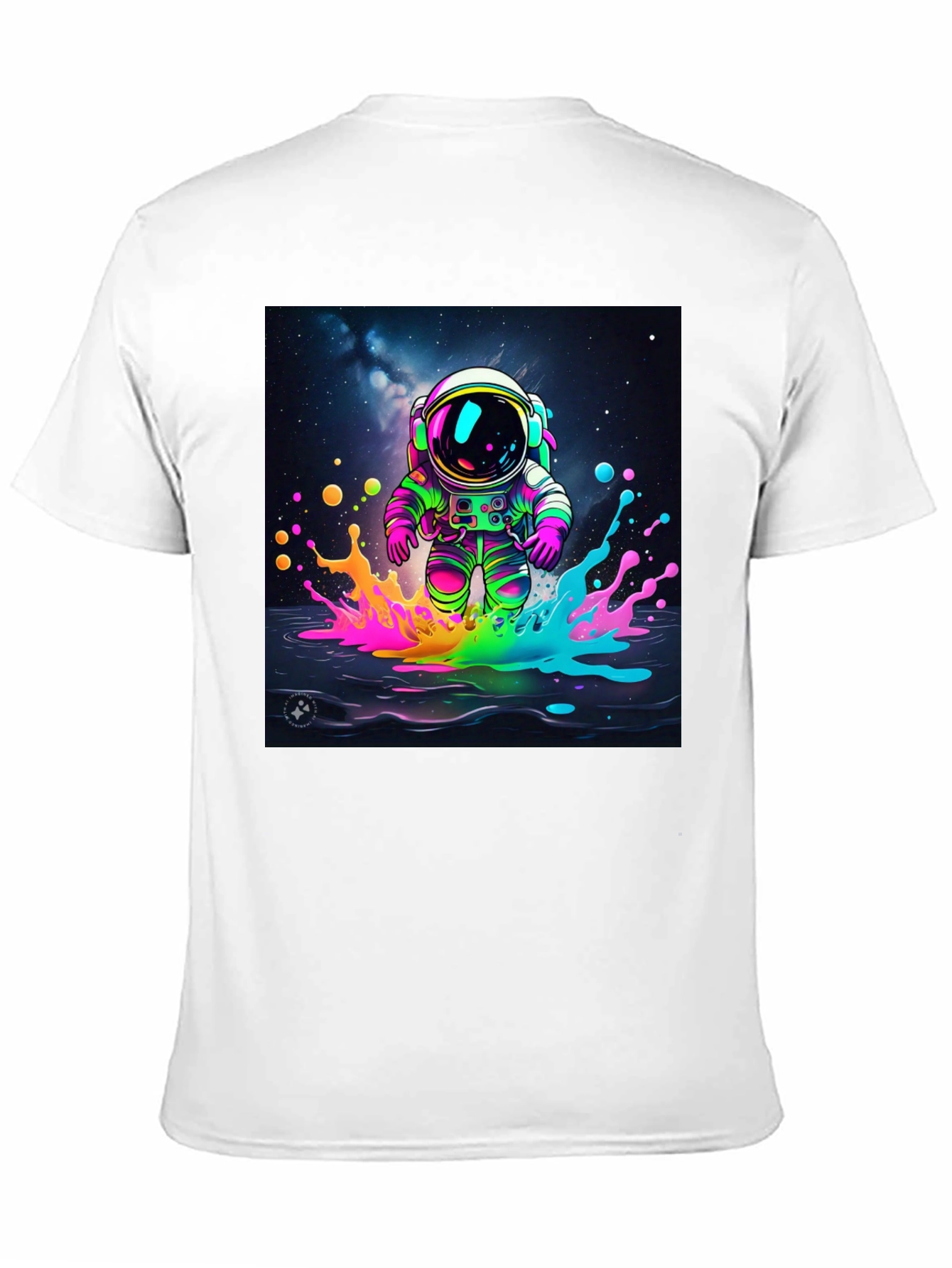 Astronaut Splash T-Shirt - Vibrant Space Art Tee