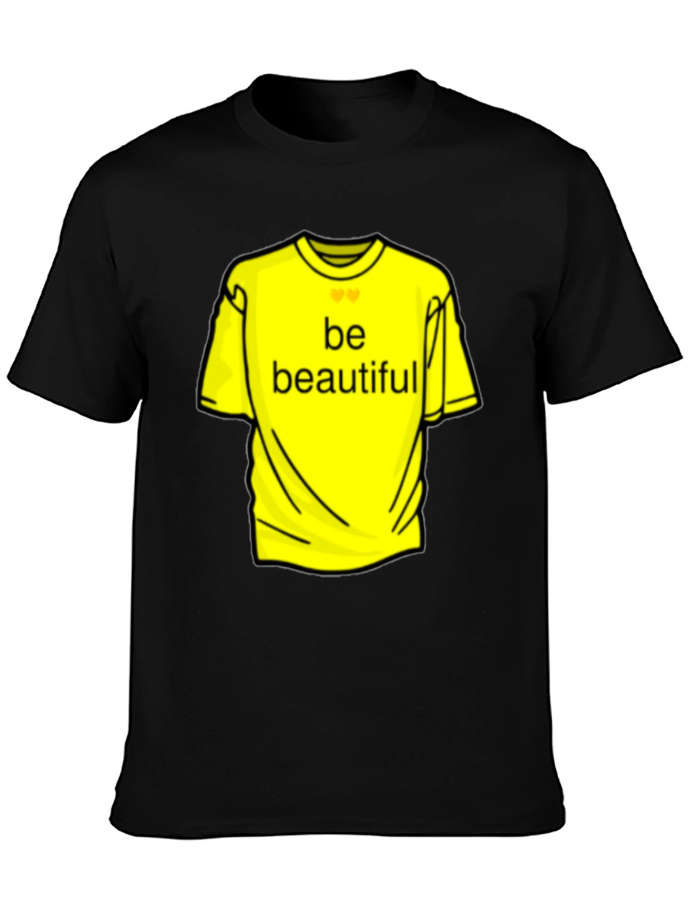 Be Beautiful Yellow Graphic Tee - Black Casual T-Shirt