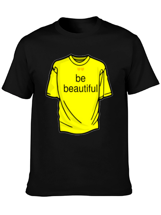 Be Beautiful Yellow Graphic Tee - Black Casual T-Shirt