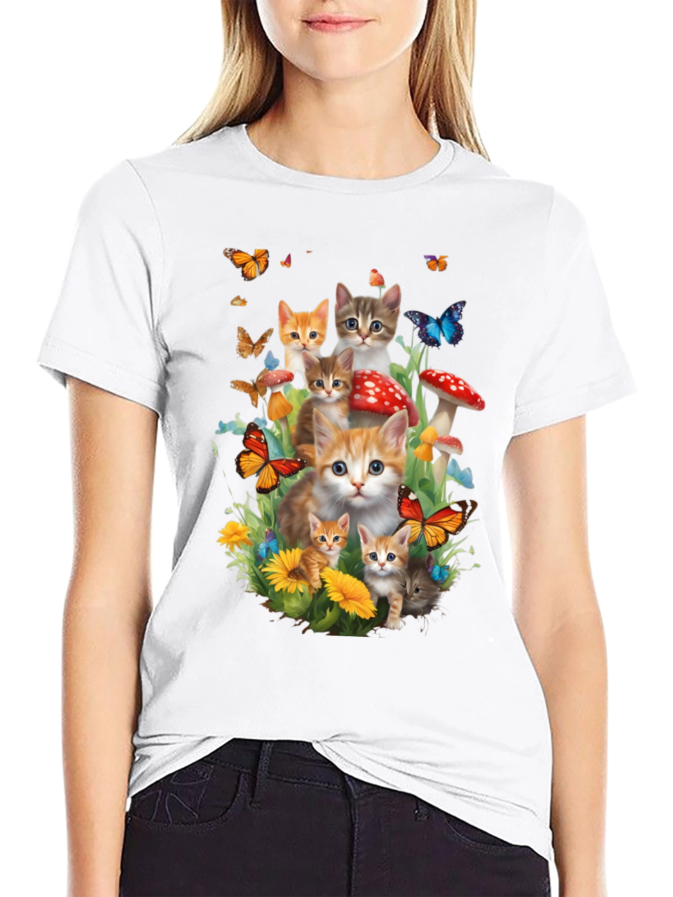 Cute Cats & Butterflies T-Shirt
