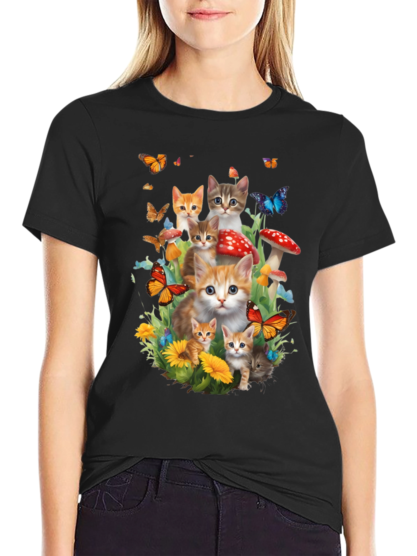Cute Cats & Butterflies T-Shirt