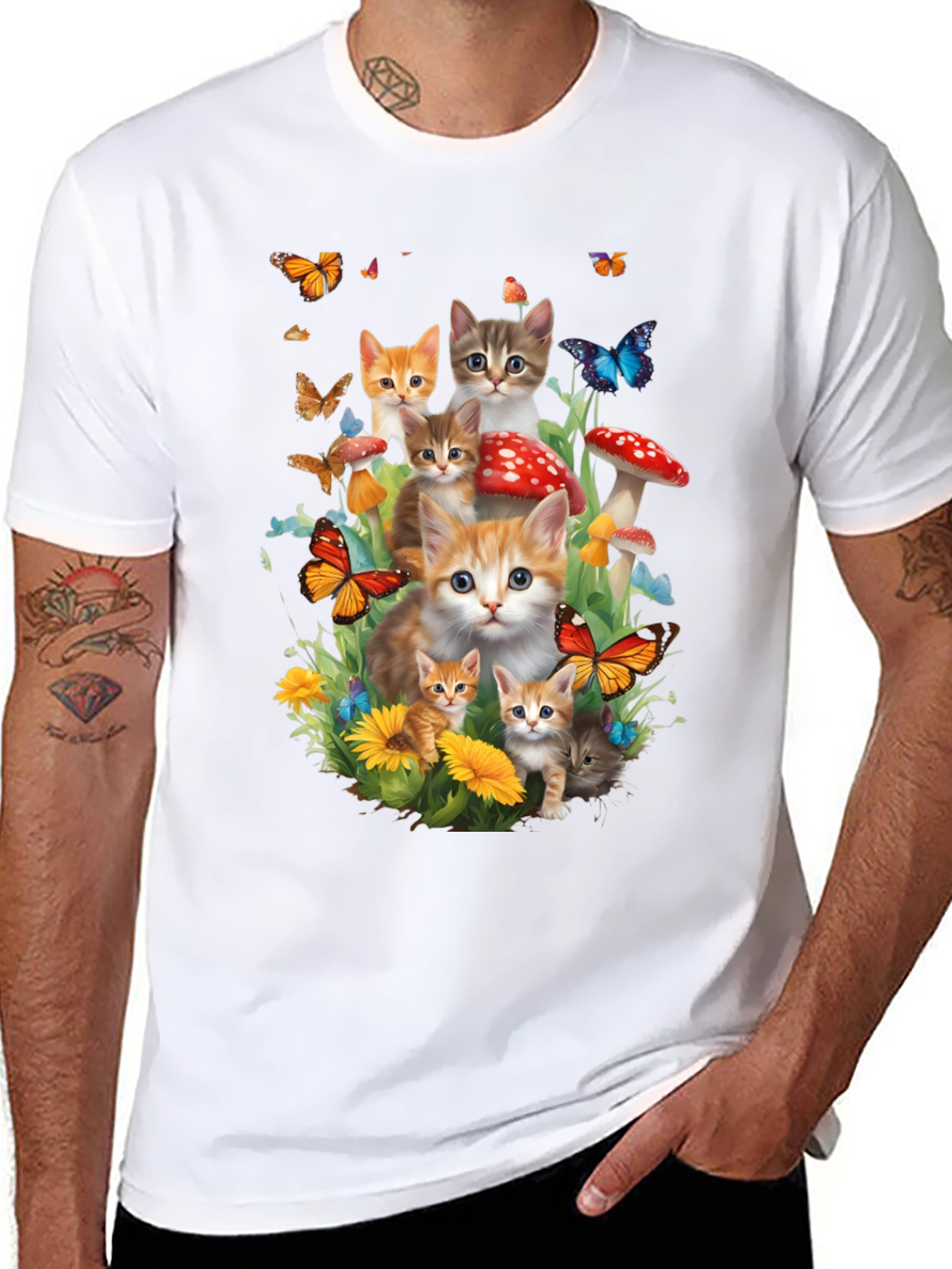 Cute Cats & Butterflies T-Shirt