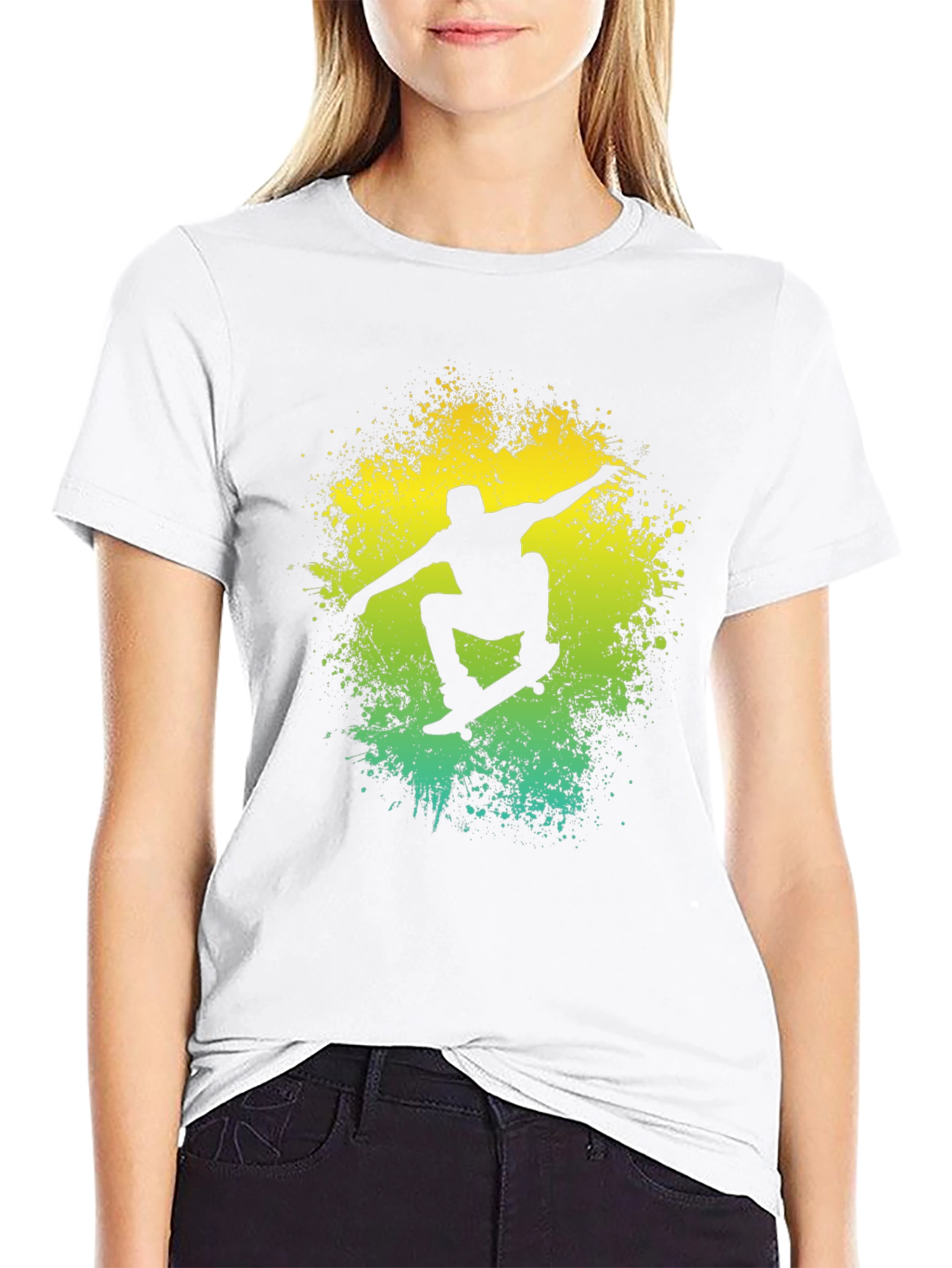 Skateboarding Silhouette Graphic T-Shirt - Cool Black Tee