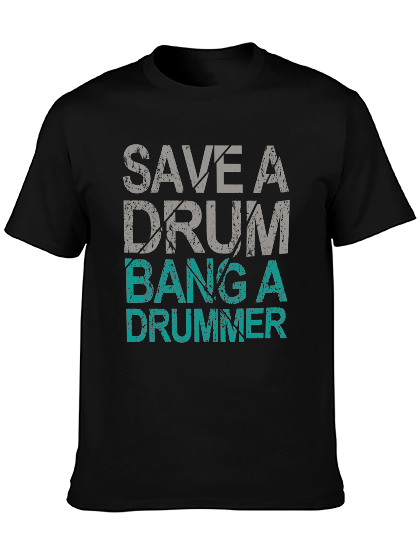 Save A Drum Bang A Drummer Black Graphic T-Shirt