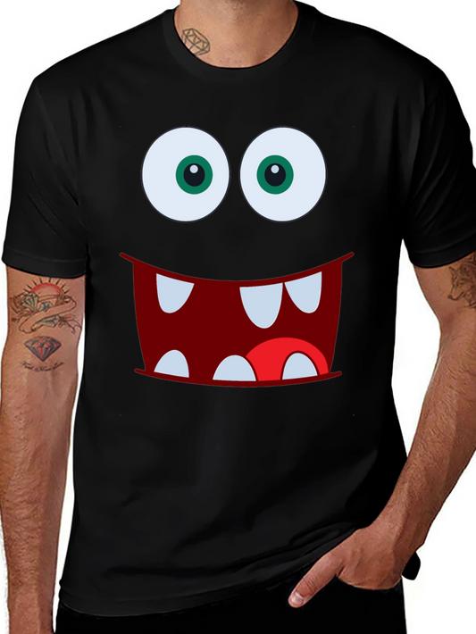 Monster Face Graphic Tee - Fun Black T-Shirt