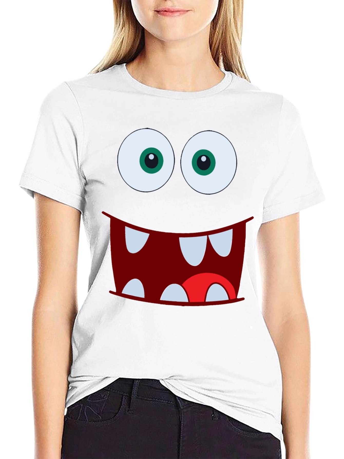 Monster Face Graphic Tee - Fun Black T-Shirt
