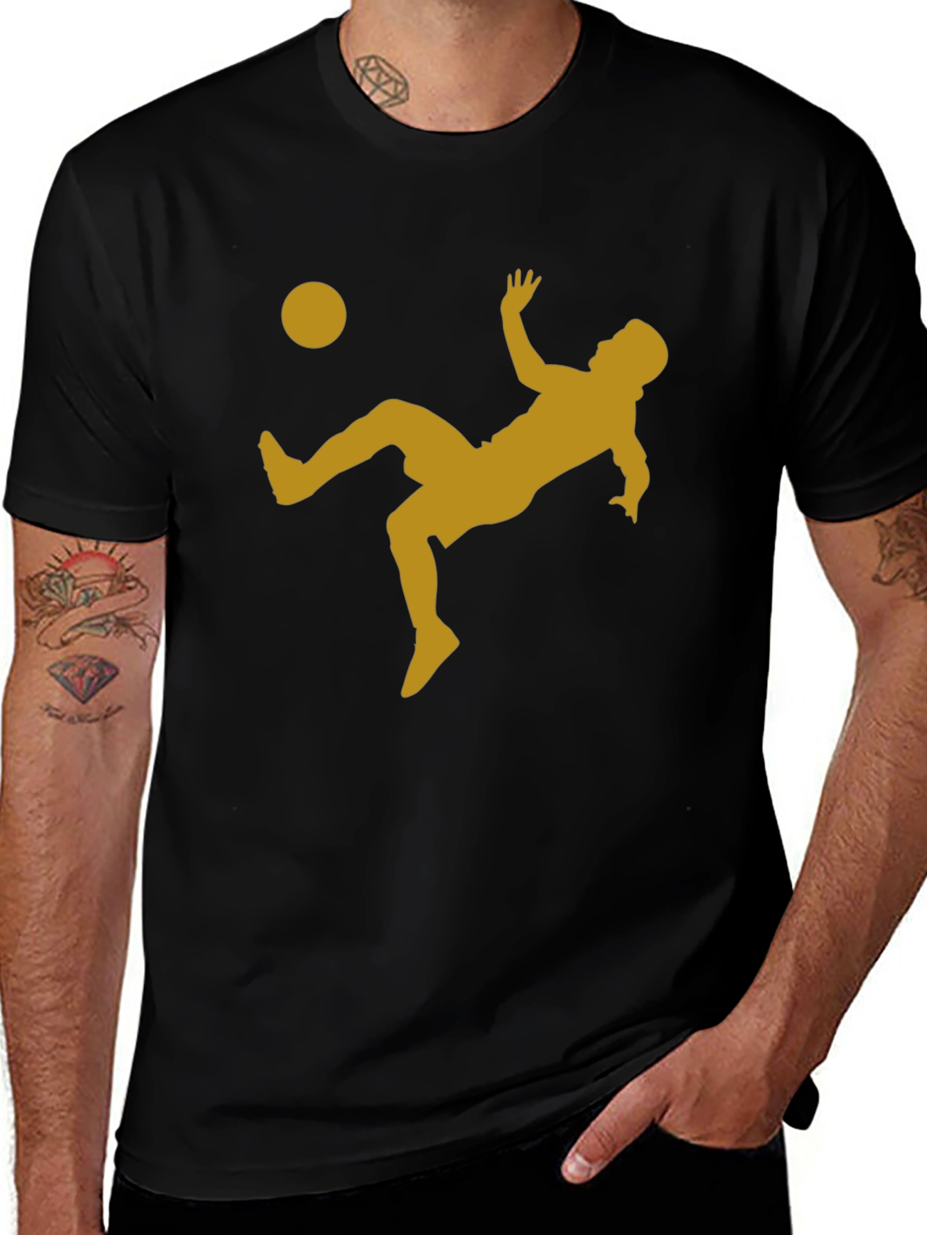 Soccer Bicycle Kick Graphic Tee - Black