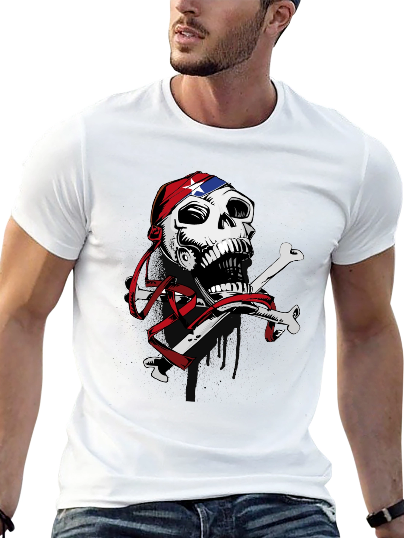 Skull & Crossbones Graphic Print T-Shirt